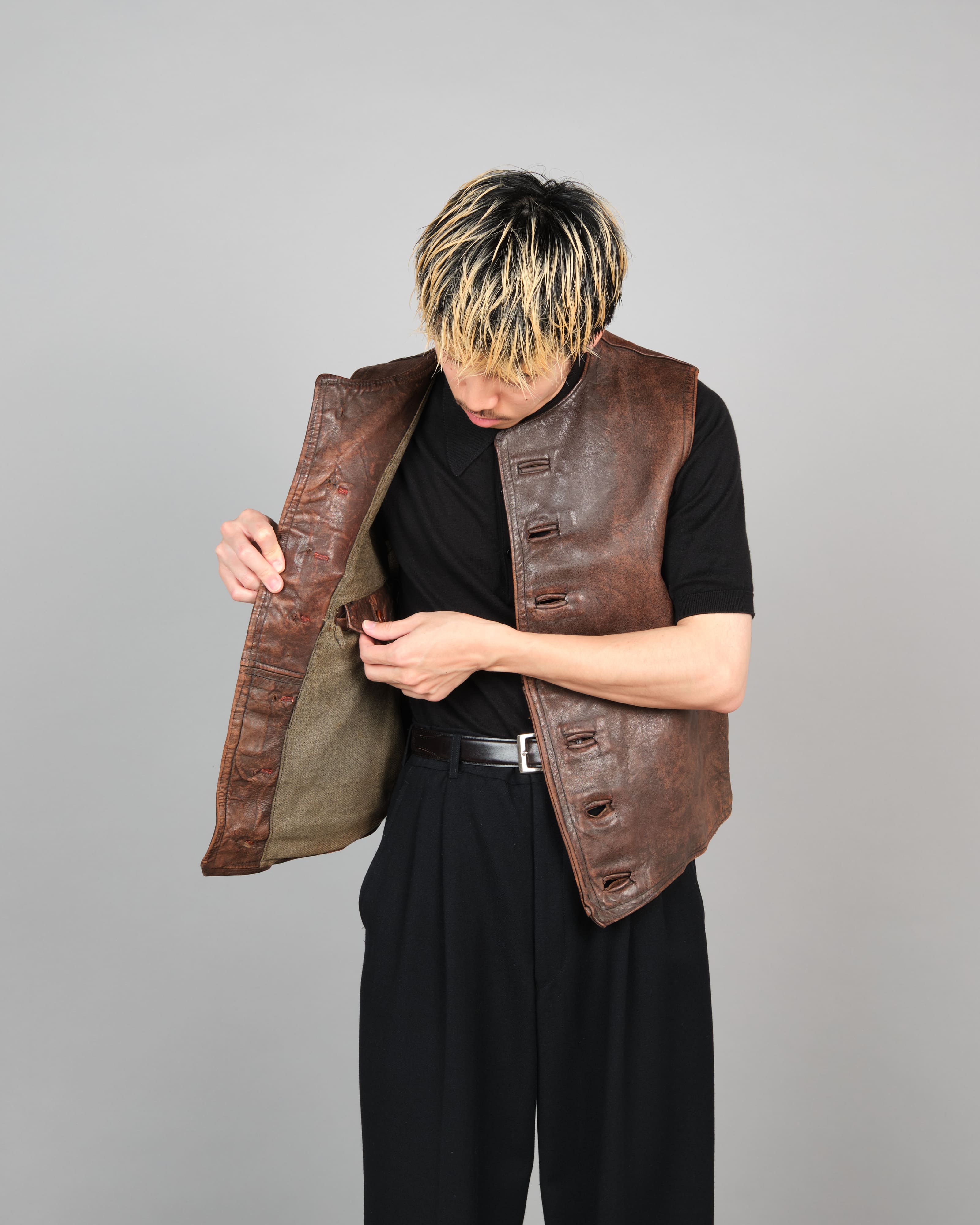 [~ 40's] Gilet en cuir cavalier de l'armée française