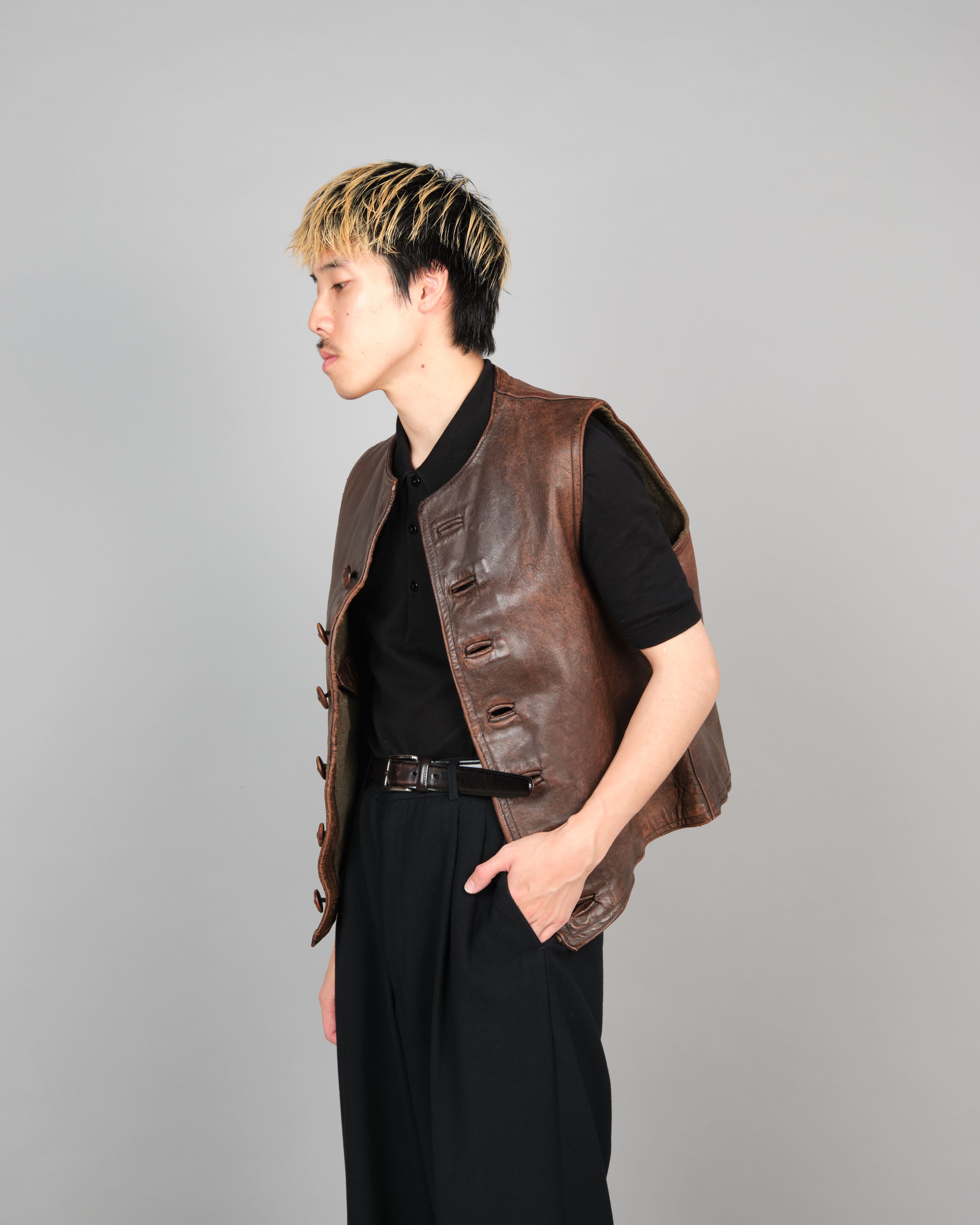 [~ 40's] Gilet en cuir cavalier de l'armée française