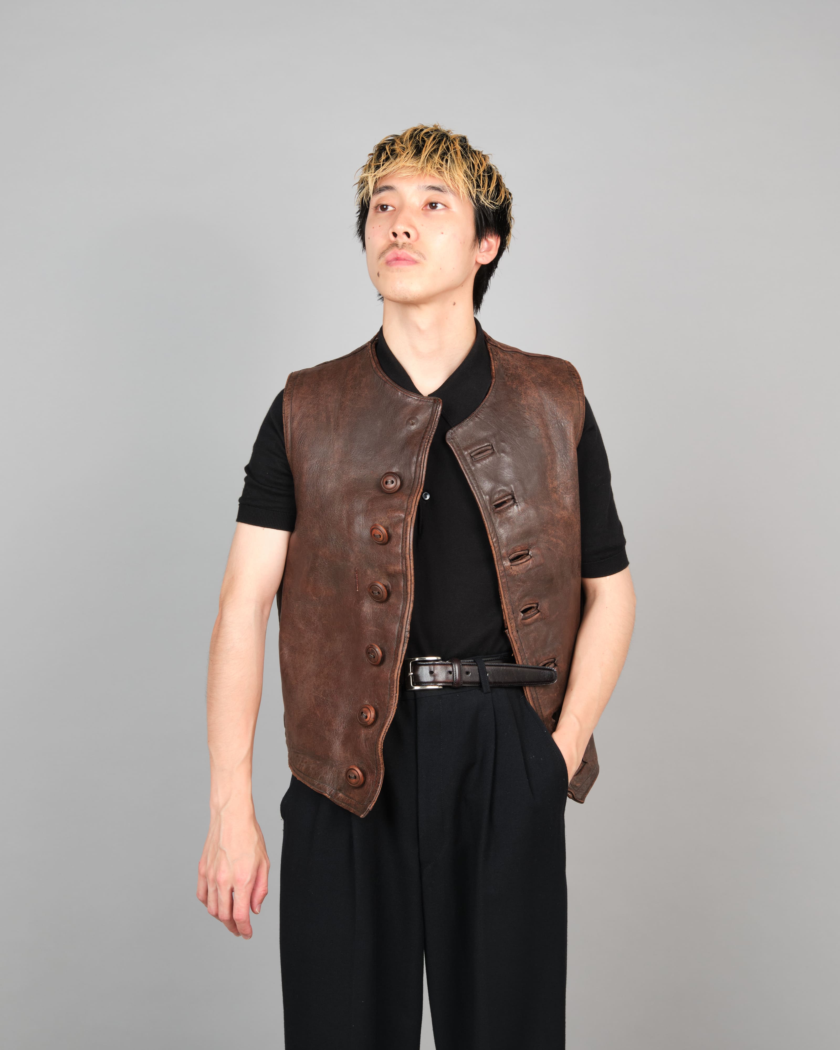 [~ 40's] Gilet en cuir cavalier de l'armée française