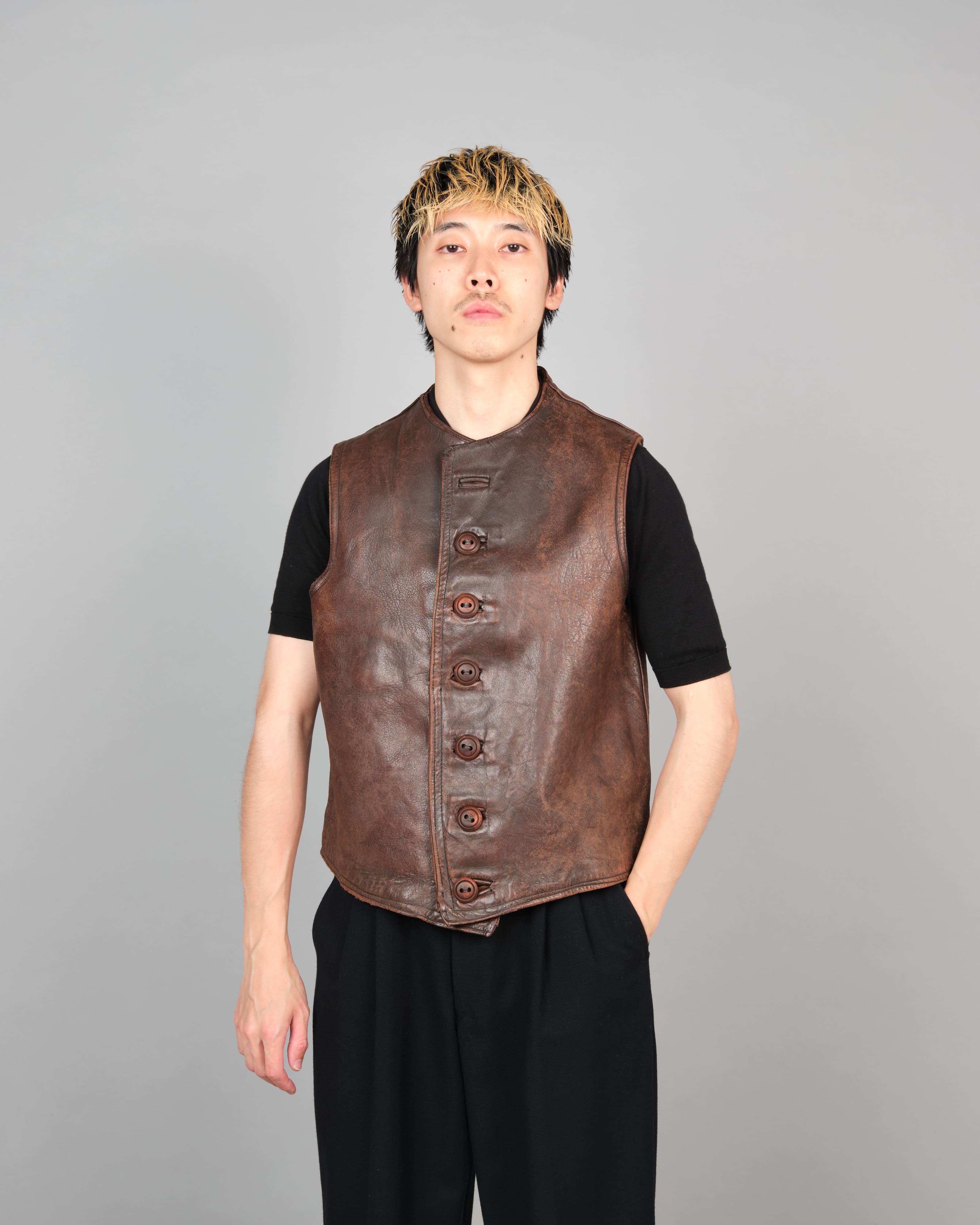 [~ 40's] Gilet en cuir cavalier de l'armée française