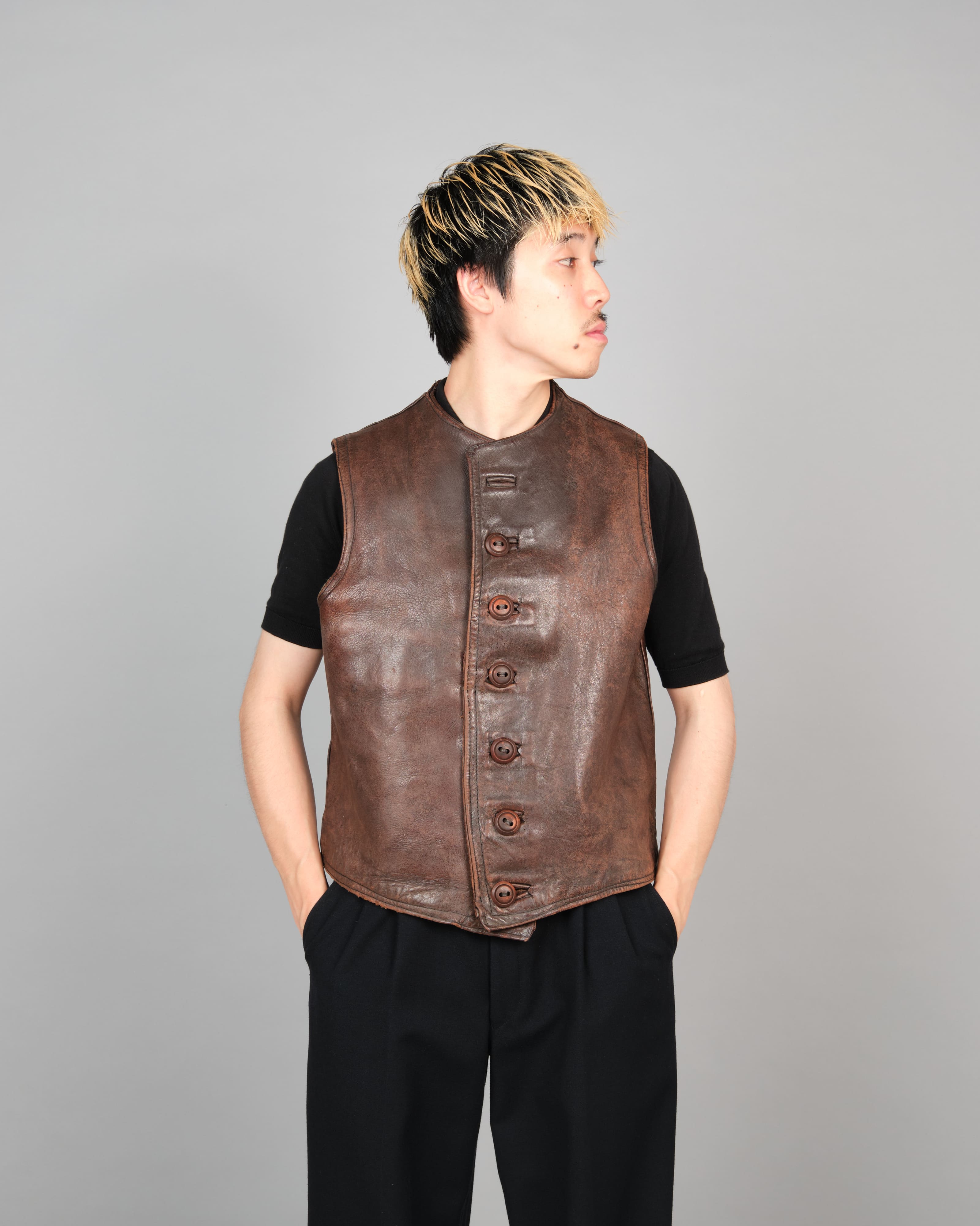 [~ 40's] Gilet en cuir cavalier de l'armée française