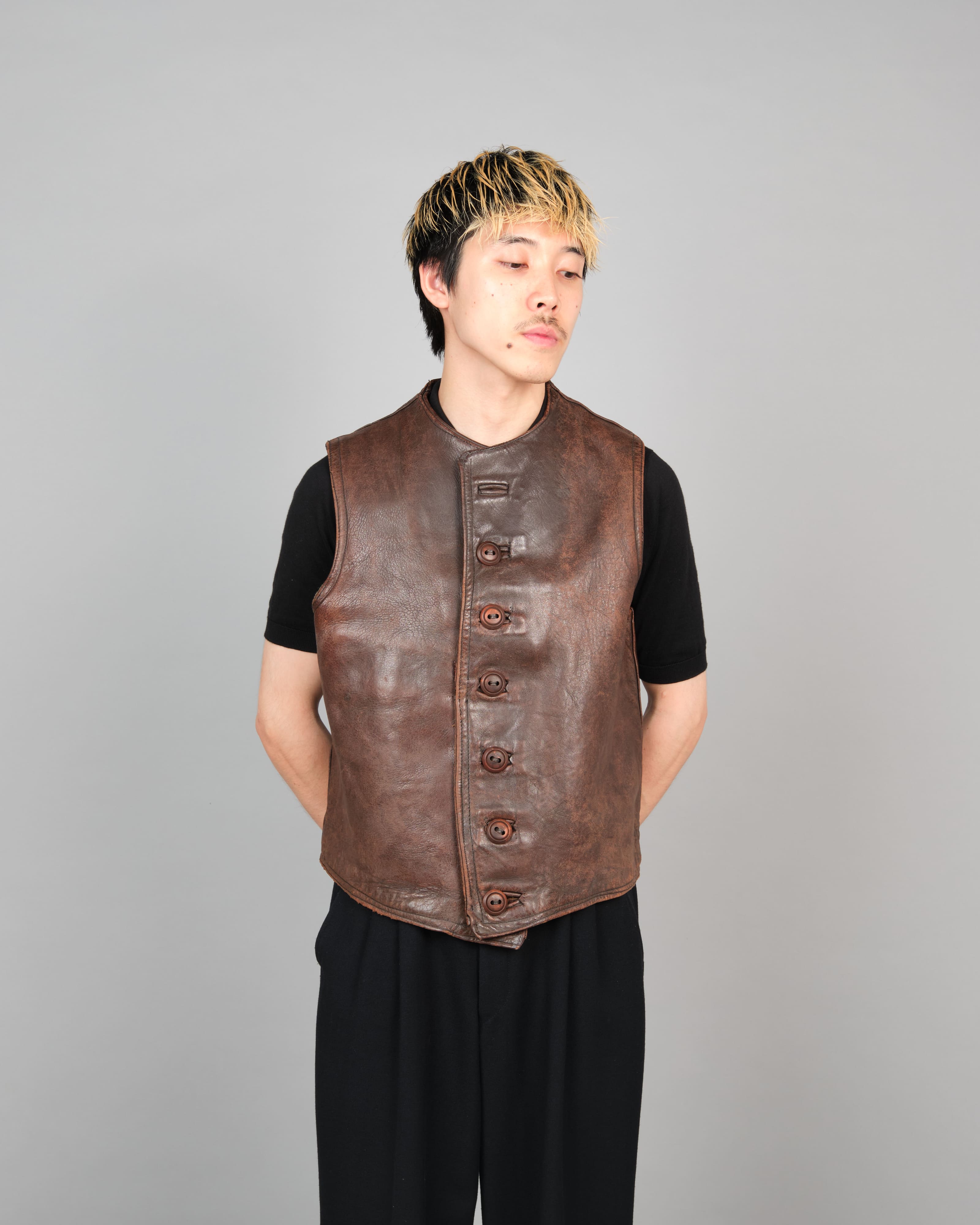 [~ 40's] Gilet en cuir cavalier de l'armée française