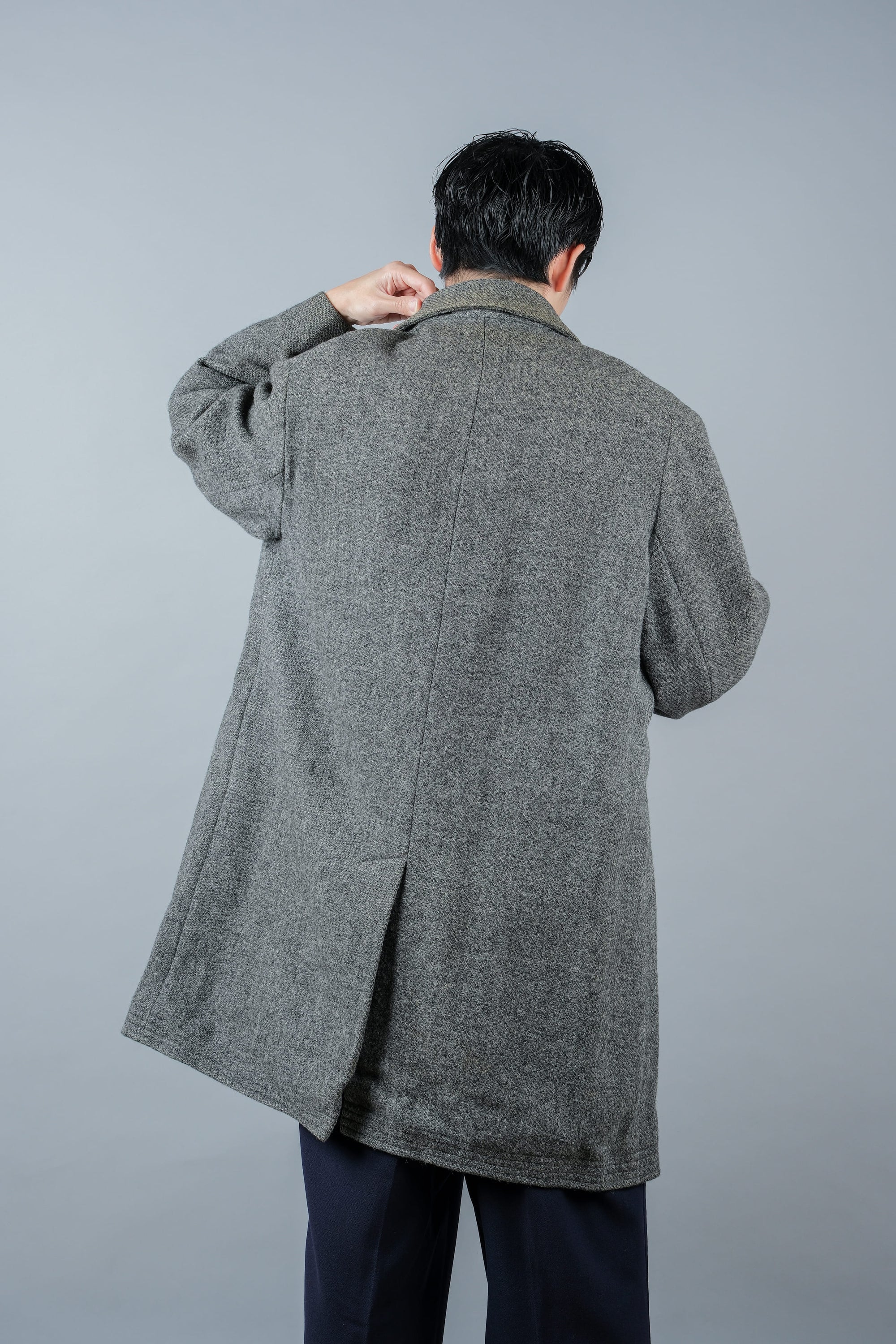 【~80's】Vintage Burberrys Saddle Shoulder Wool Balmacaan Coat Size.50RL "HARRIS TWEED" "Modified"