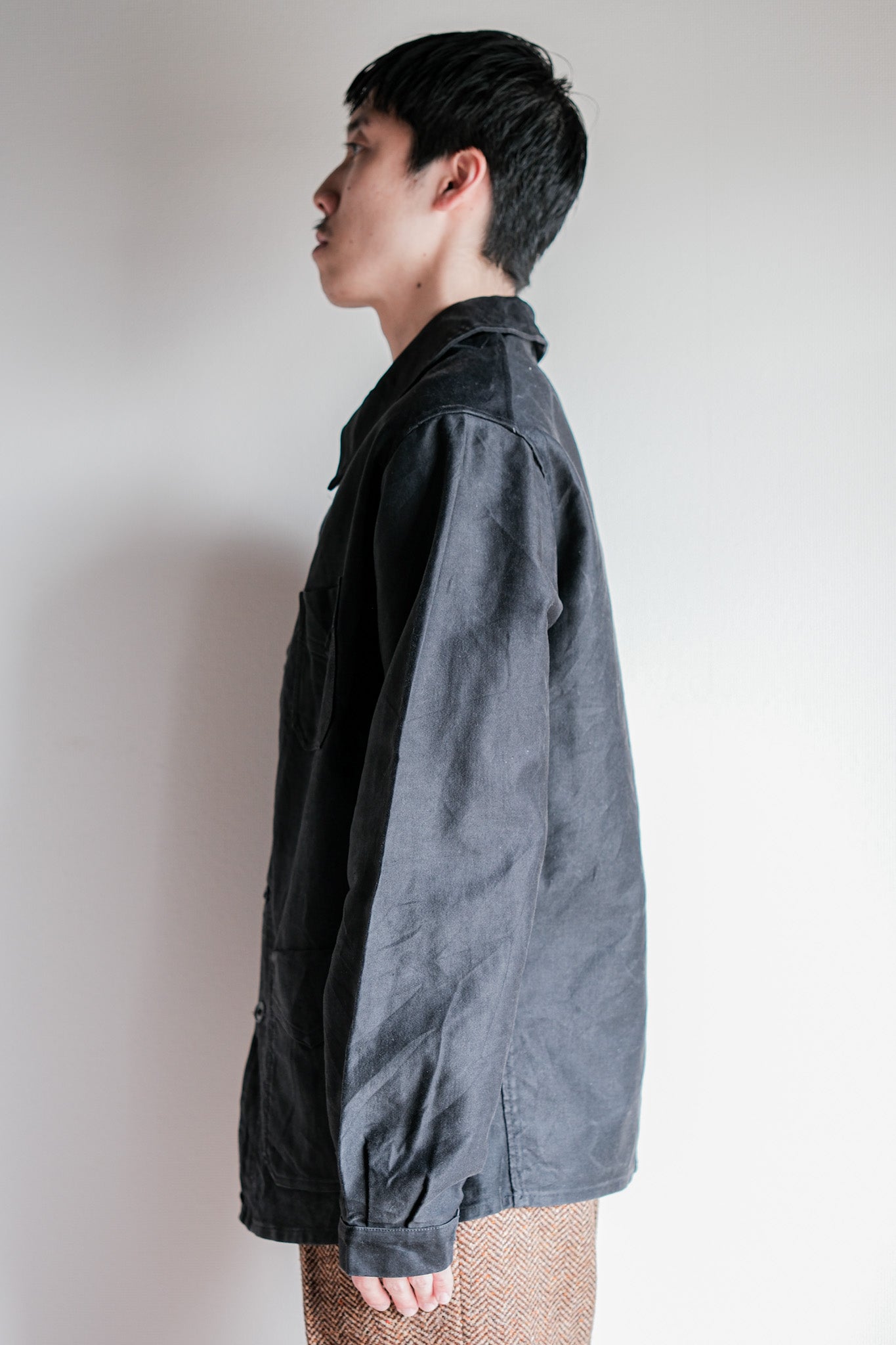 ［~30's］French Vintage Black Moleskin Work Jacket "6 Buttons"