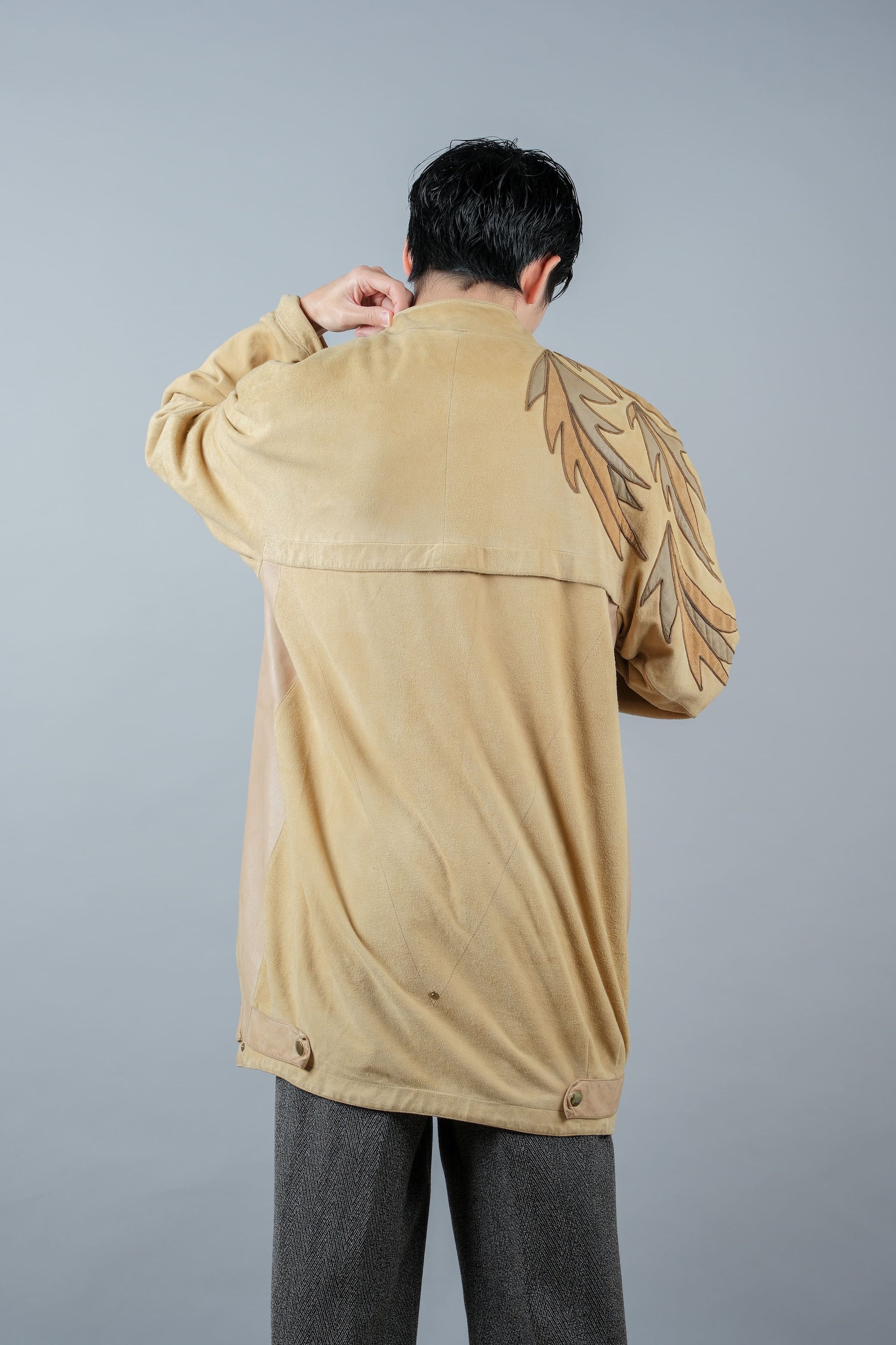 ［~80's］Old CLAUDE MONTANA Raglan Sleeve Zip Up Suede Leather Jacket
