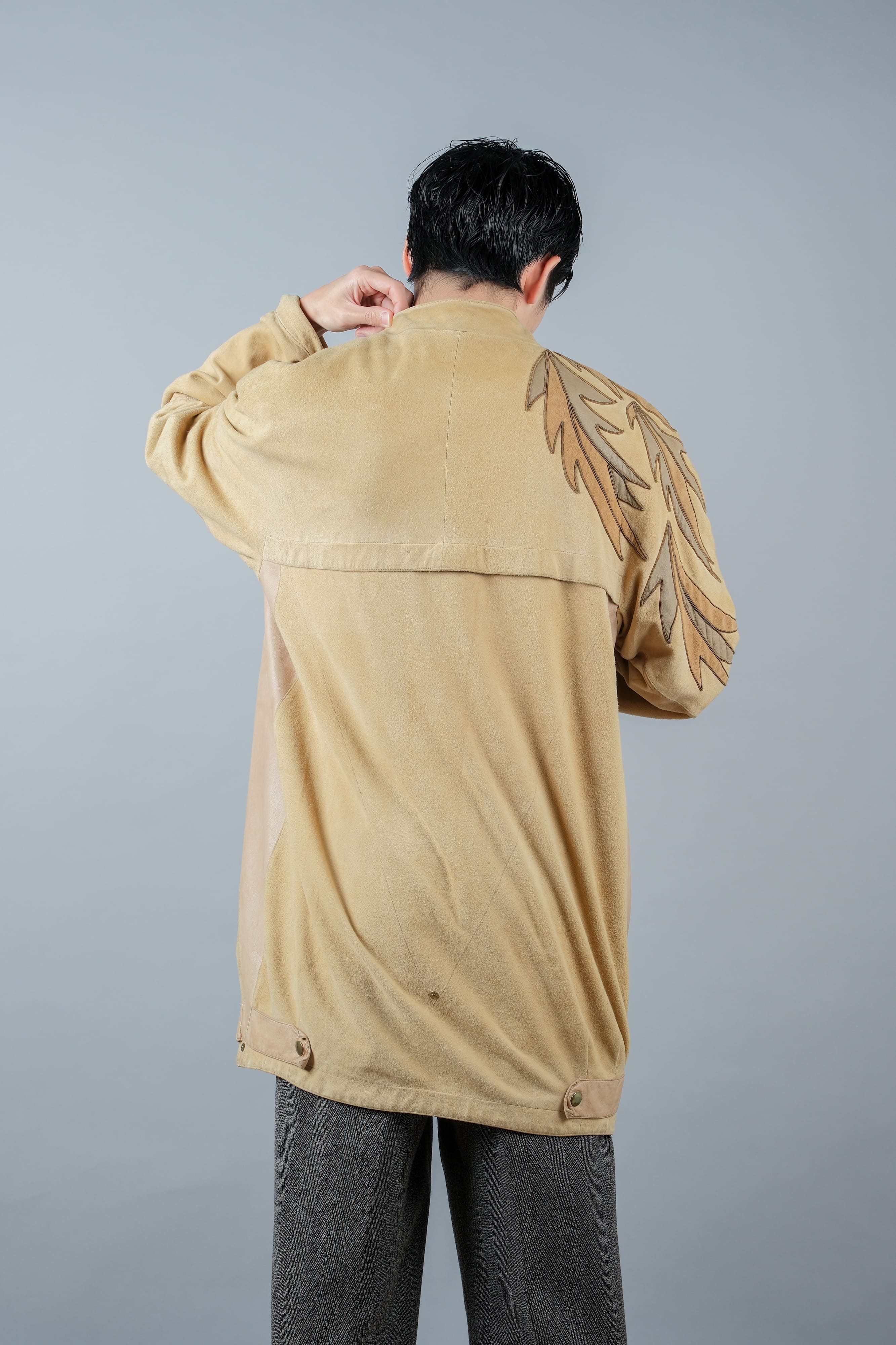 [~ 80's] Old Claude Montana Raglan Sleeve Zip Up Suede Leather Jacket