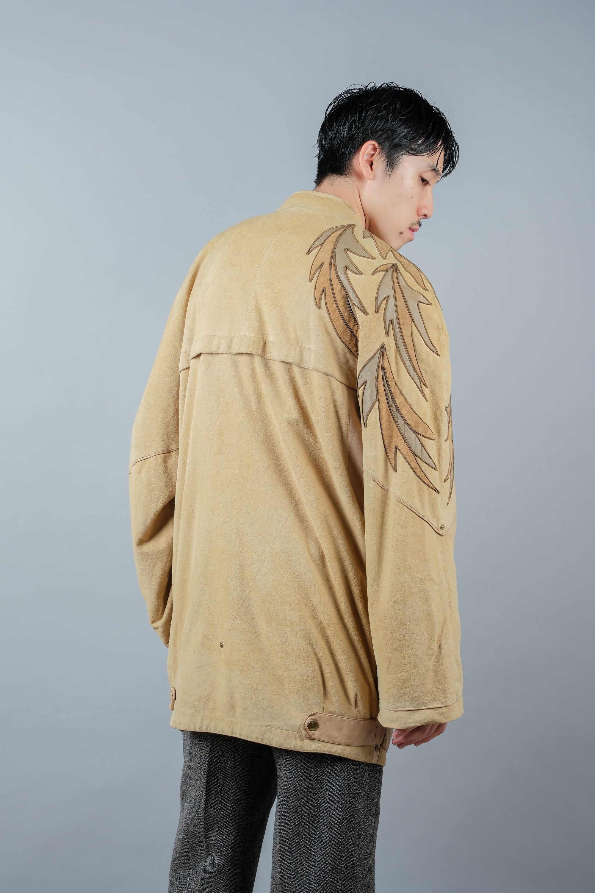［~80's］Old CLAUDE MONTANA Raglan Sleeve Zip Up Suede Leather Jacket