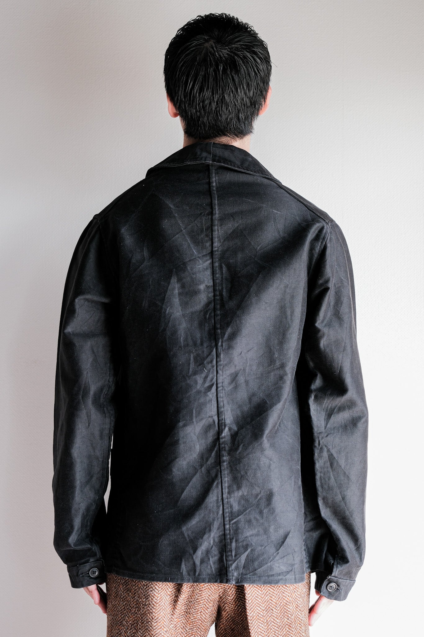 【~30's】French Vintage Black Moleskin Work Jacket "6 Buttons"