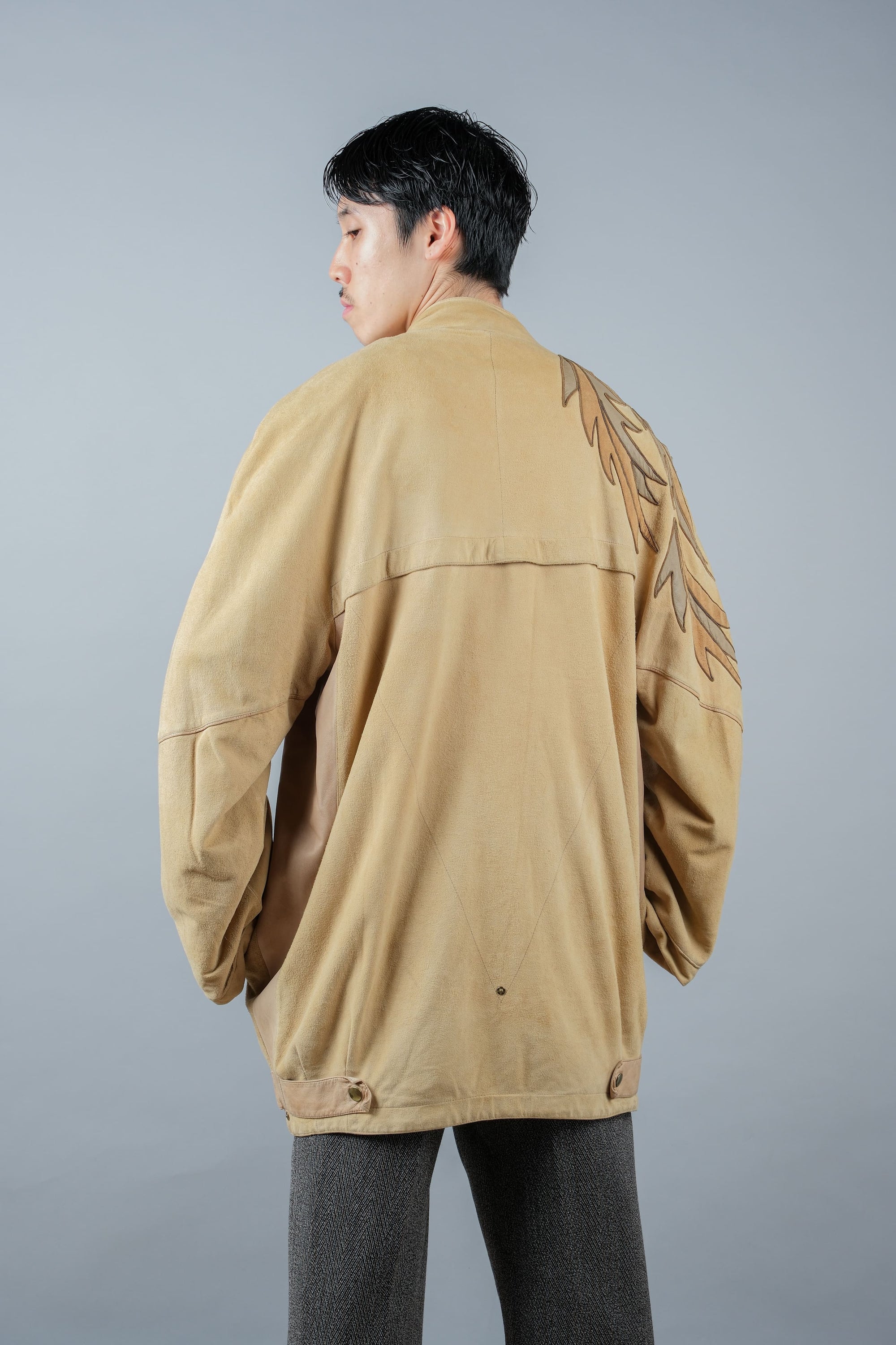 ［~80's］Old CLAUDE MONTANA Raglan Sleeve Zip Up Suede Leather Jacket