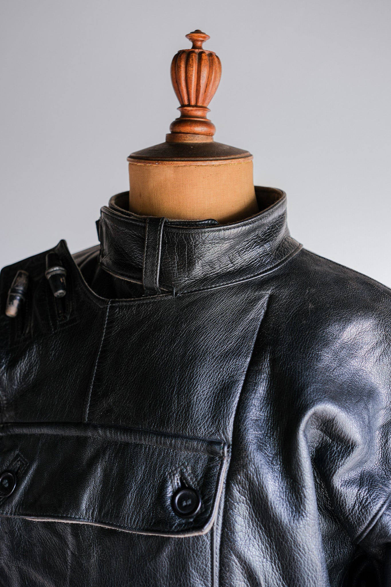 [~ 50's] Sweedish Army Dispatch Rider Leather Motorcycle Jacket size.50