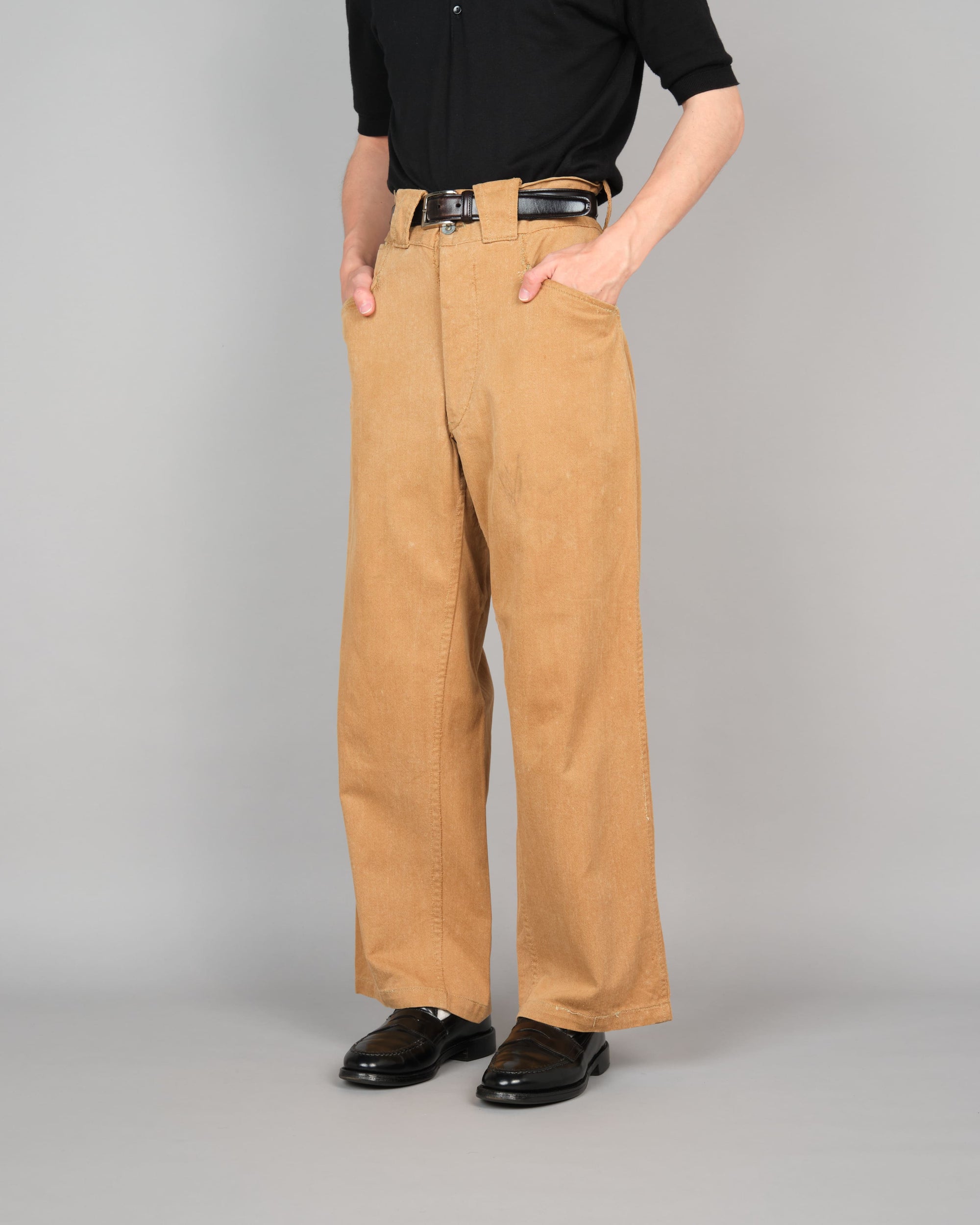 ［~50’s］French Army Brown Beige Cotton Twill Trousers
