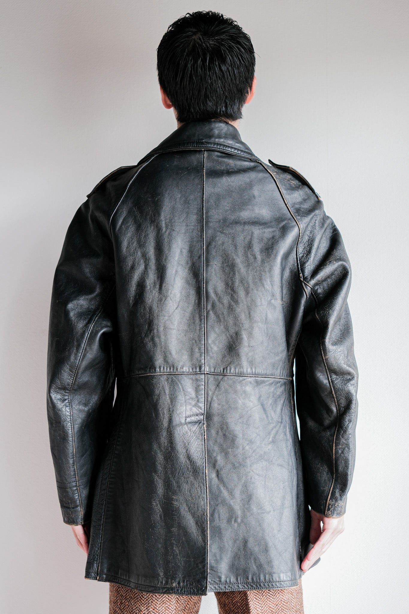 ［~70's］French Army Motorcycle Leather Jacket Size.100M