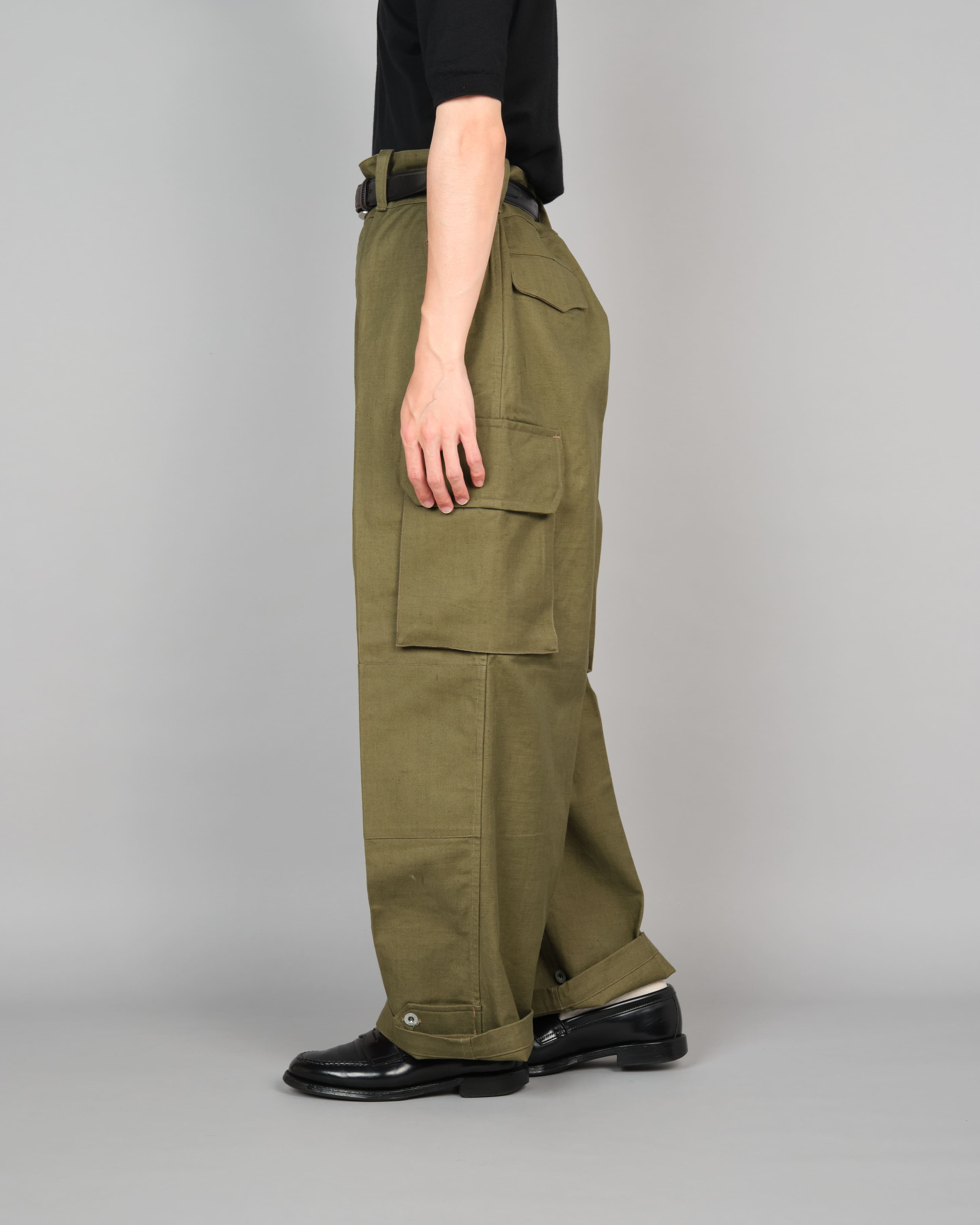 【~40's】French Army M47 Field Trousers With 3 Top Buttons Size.100XC "1st Type" "Dead Stock"