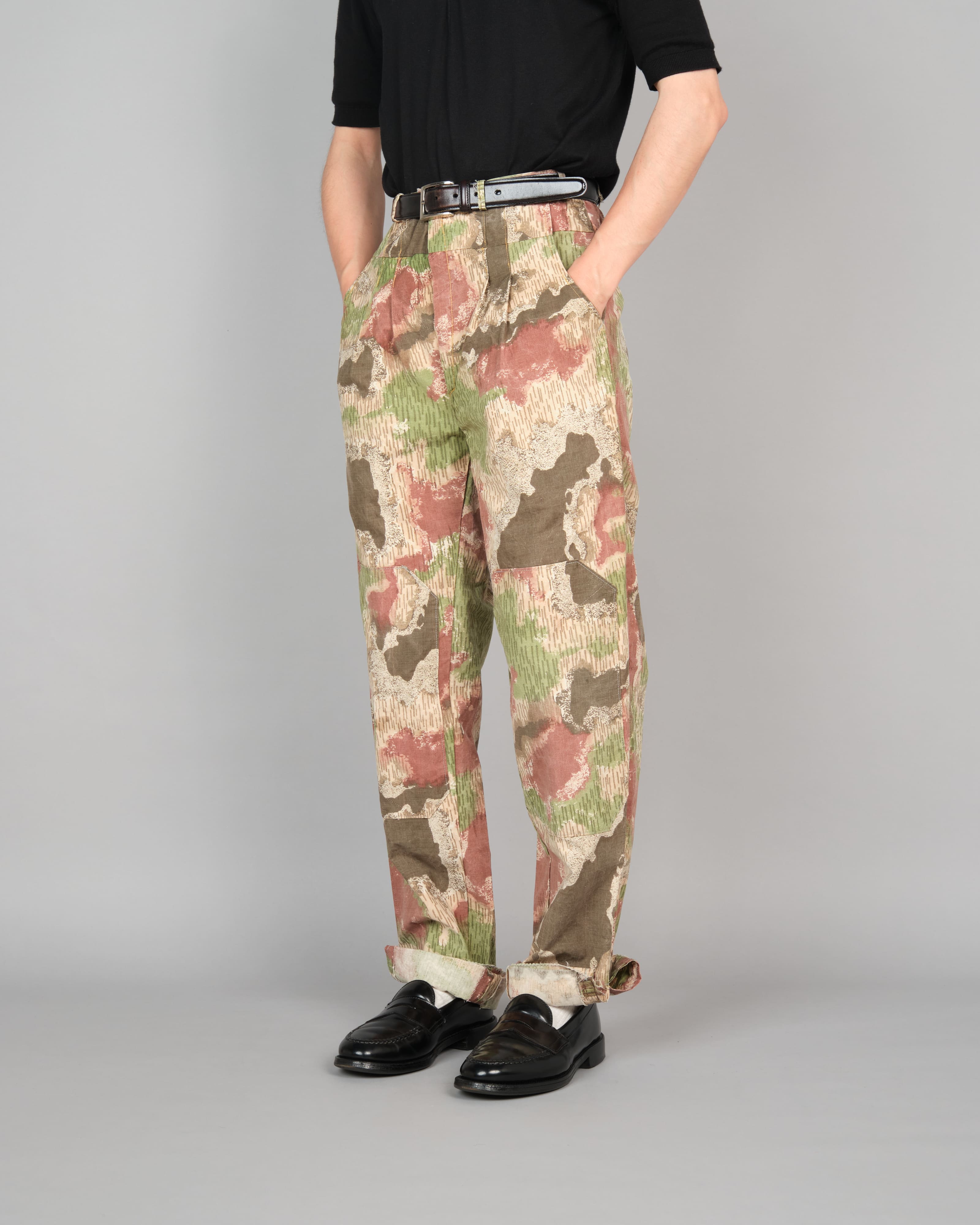 [~ 60's] กองทัพเชคโกสโลวะเกียลวดลายลวดลายลวดลายพราง 2 Tuck Double Knee กางเกงขายาว "LocalMade"