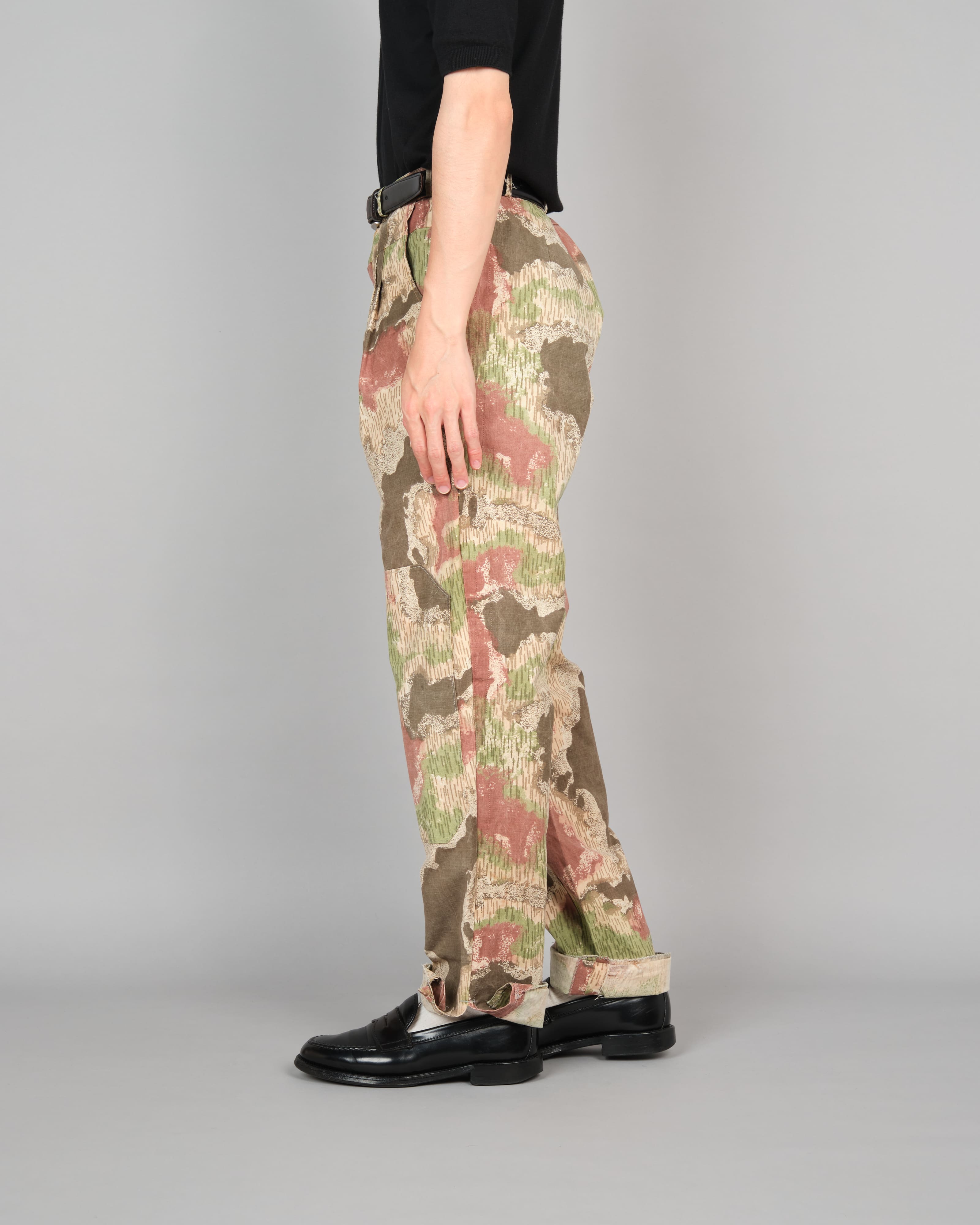 [~ 60's] กองทัพเชคโกสโลวะเกียลวดลายลวดลายลวดลายพราง 2 Tuck Double Knee กางเกงขายาว "LocalMade"