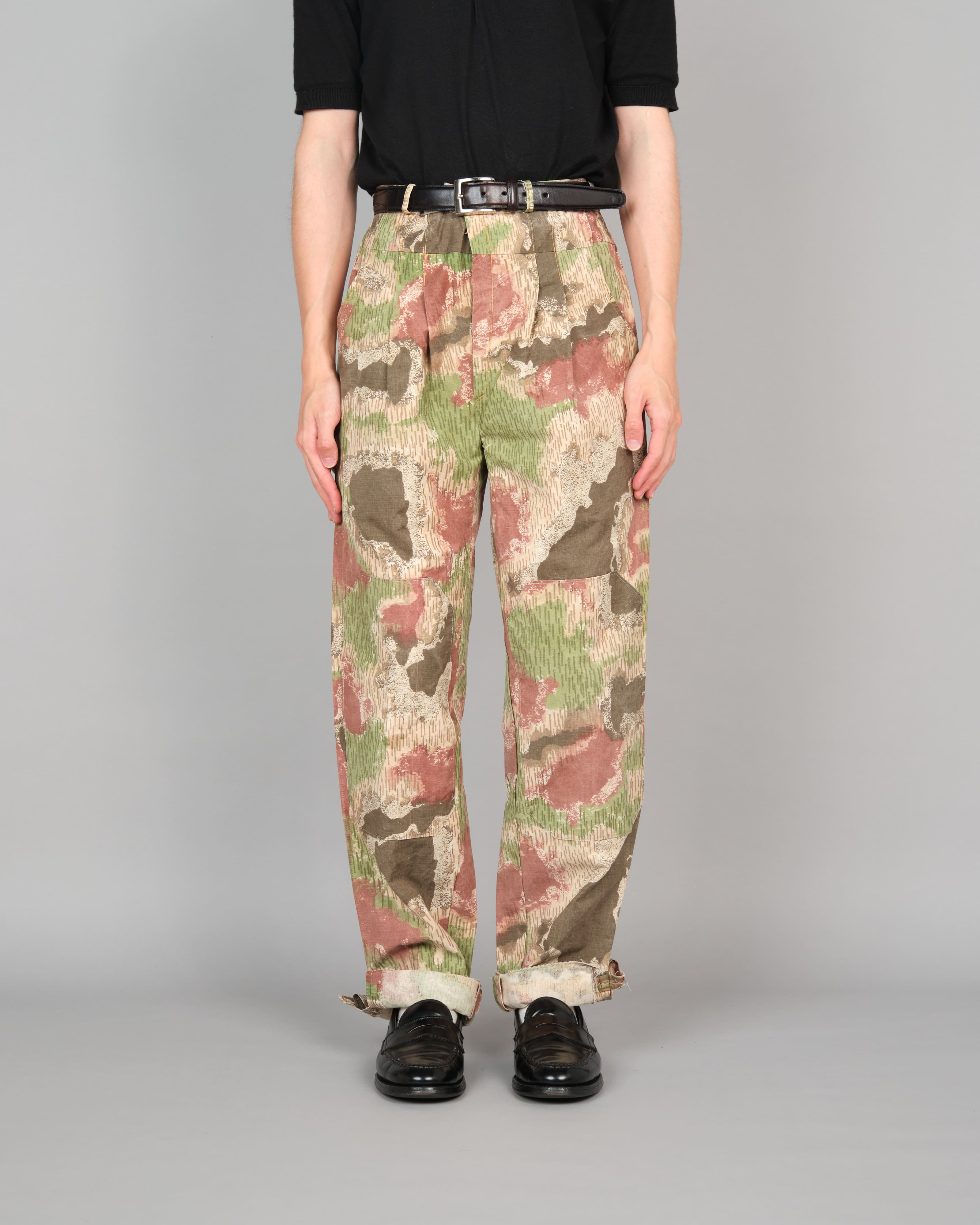 [~ 60's] กองทัพเชคโกสโลวะเกียลวดลายลวดลายลวดลายพราง 2 Tuck Double Knee กางเกงขายาว "LocalMade"