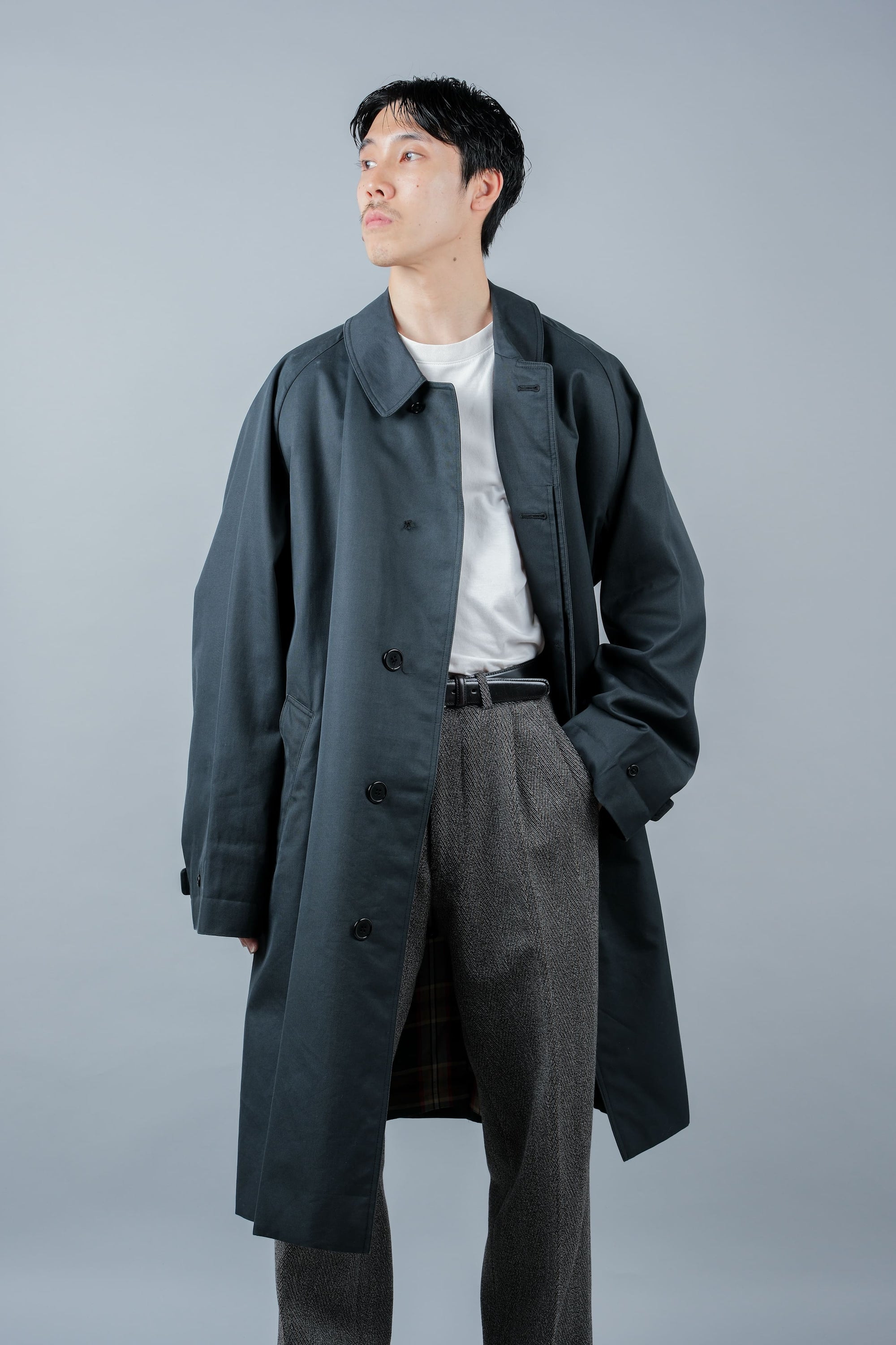 【~60's】Vintage Aquascutum Single Raglan Balmacaan Coat C100 Size.44REG "Aqua 5" "STEINHARDT 別注"