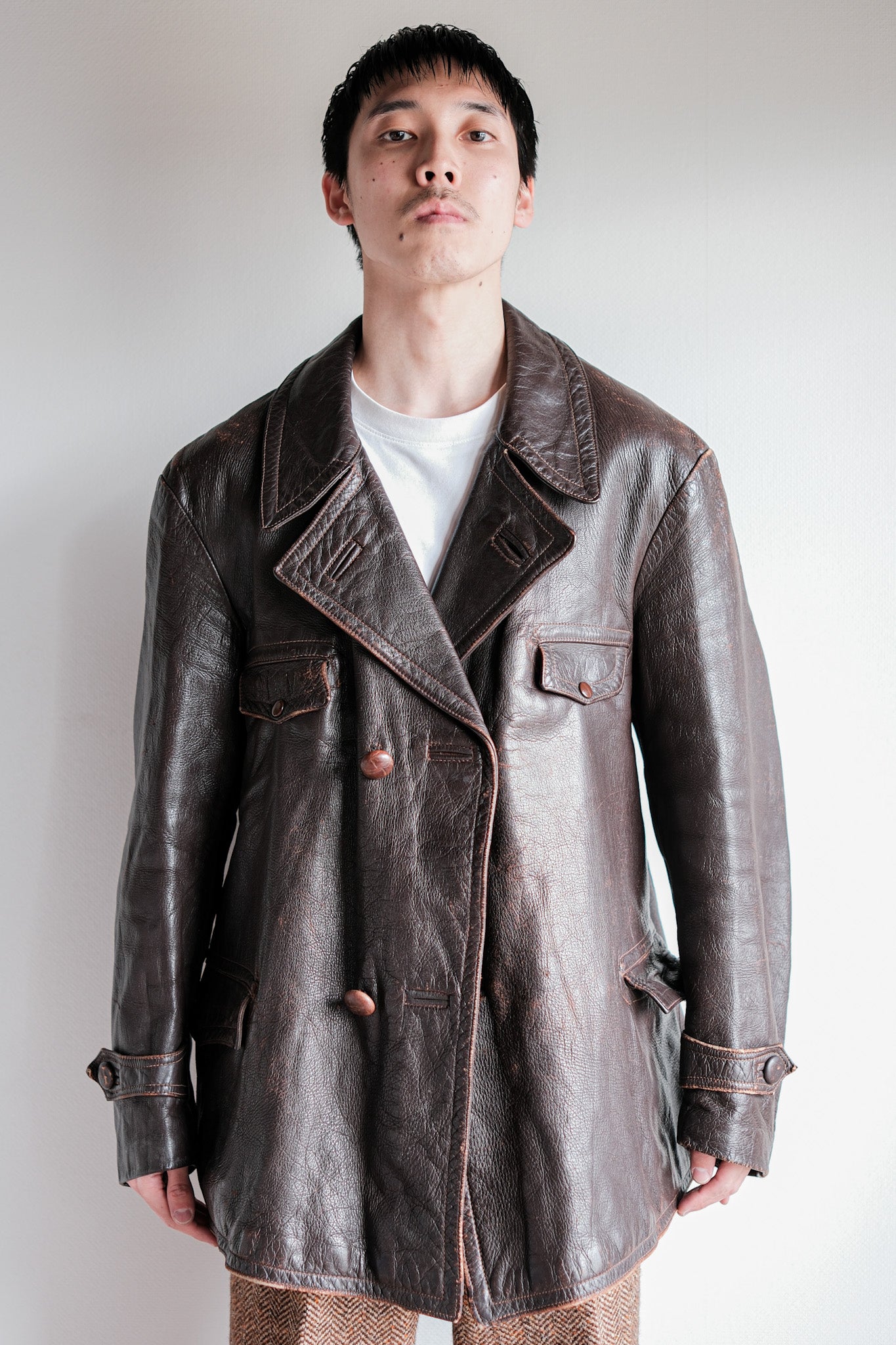 ［~40's］French Vintage Brown Leather Jacket