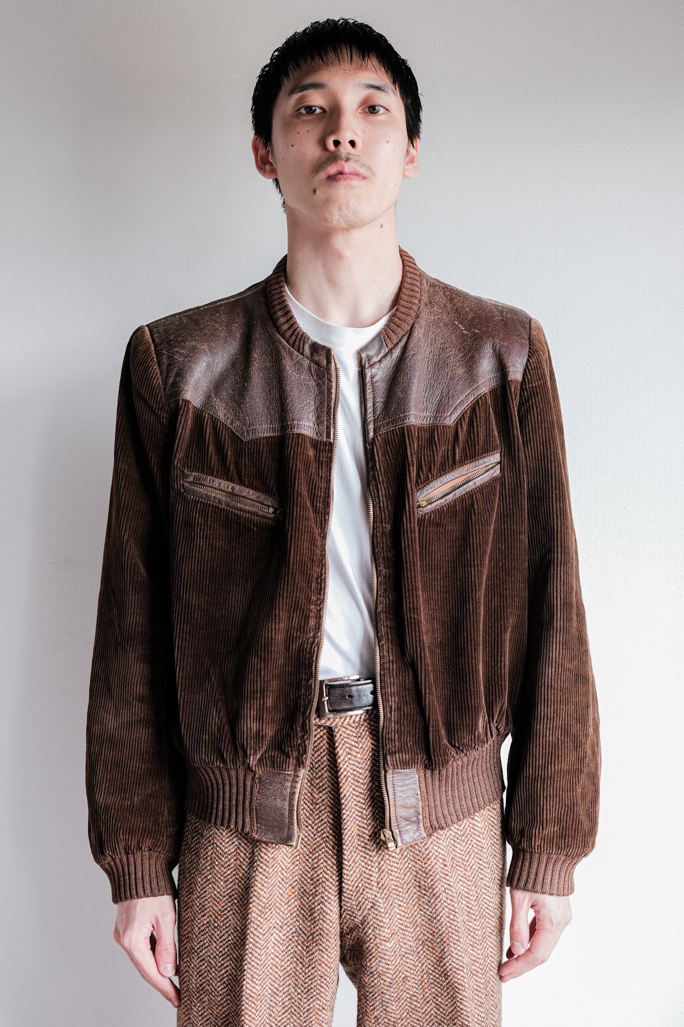 ［~30's］German Vintage Brown Corduroy Zip Up Blouson