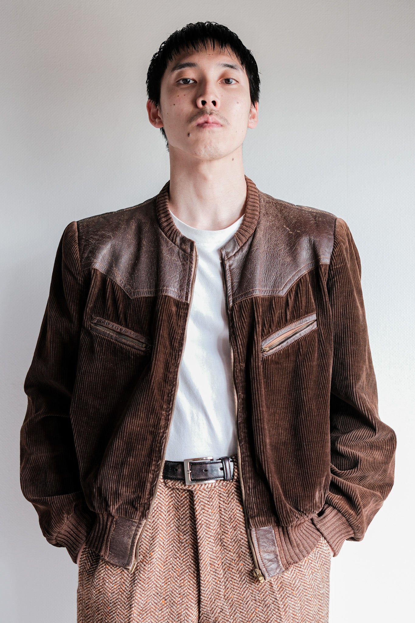 ［~30's］German Vintage Brown Corduroy Zip Up Blouson