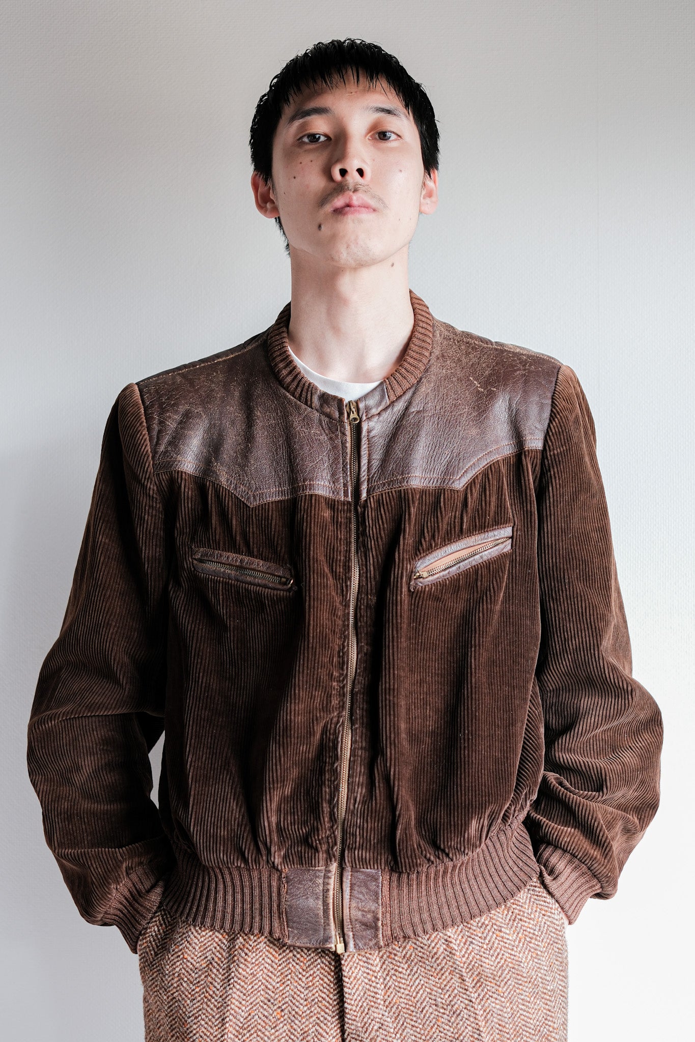 ［~30's］German Vintage Brown Corduroy Zip Up Blouson