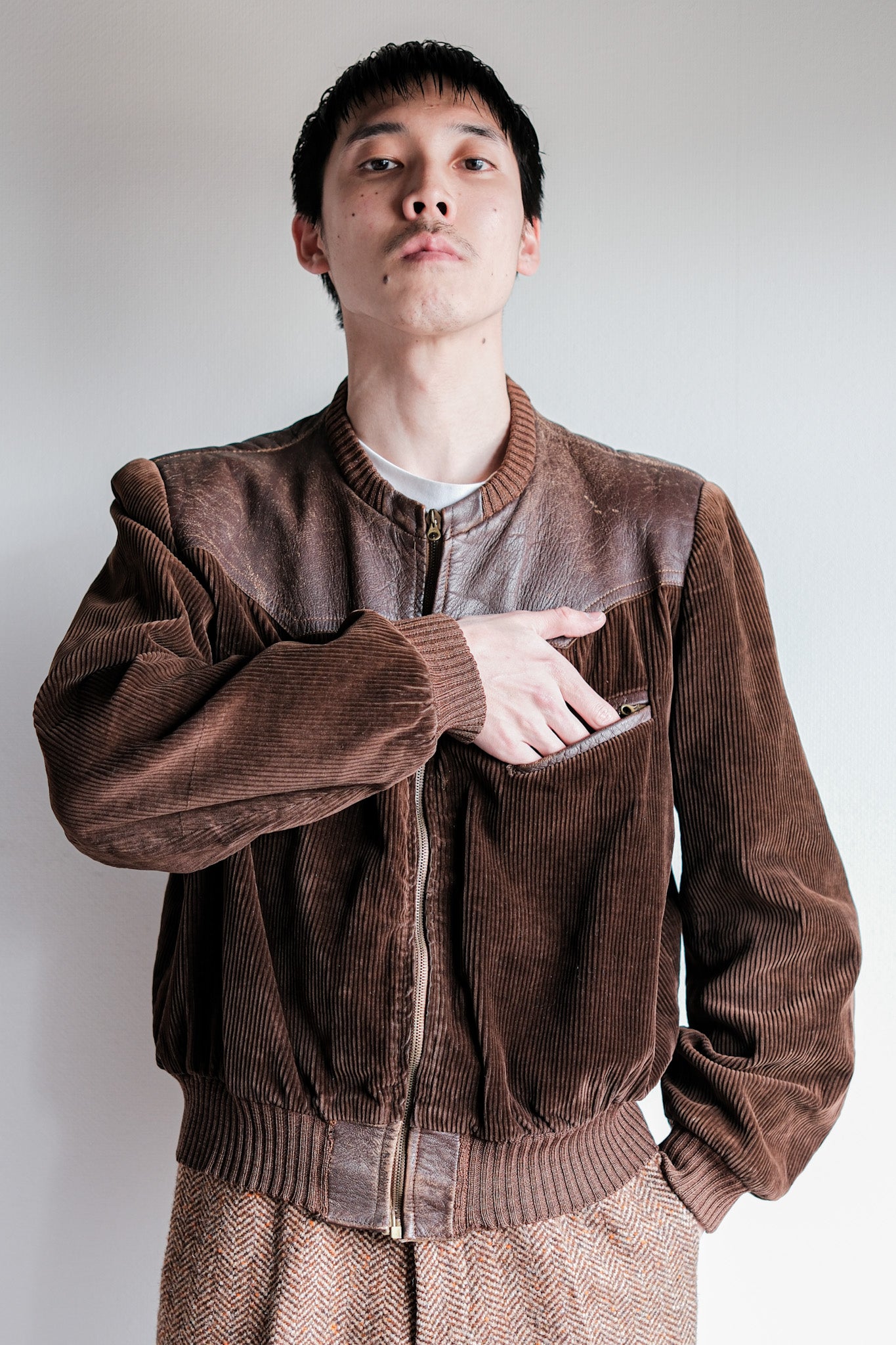 ［~30's］German Vintage Brown Corduroy Zip Up Blouson