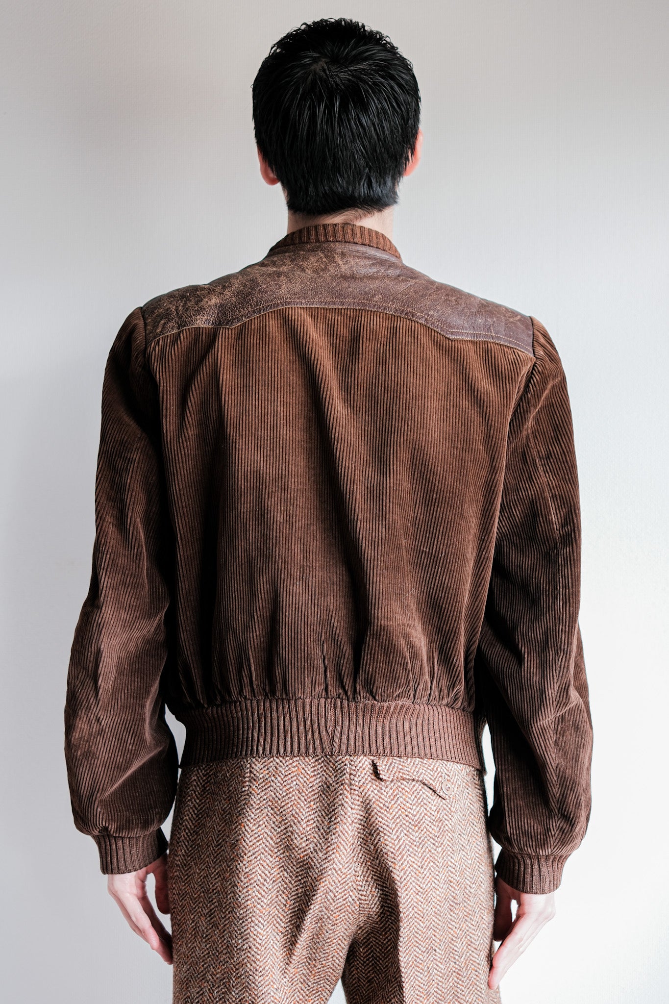 ［~30's］German Vintage Brown Corduroy Zip Up Blouson