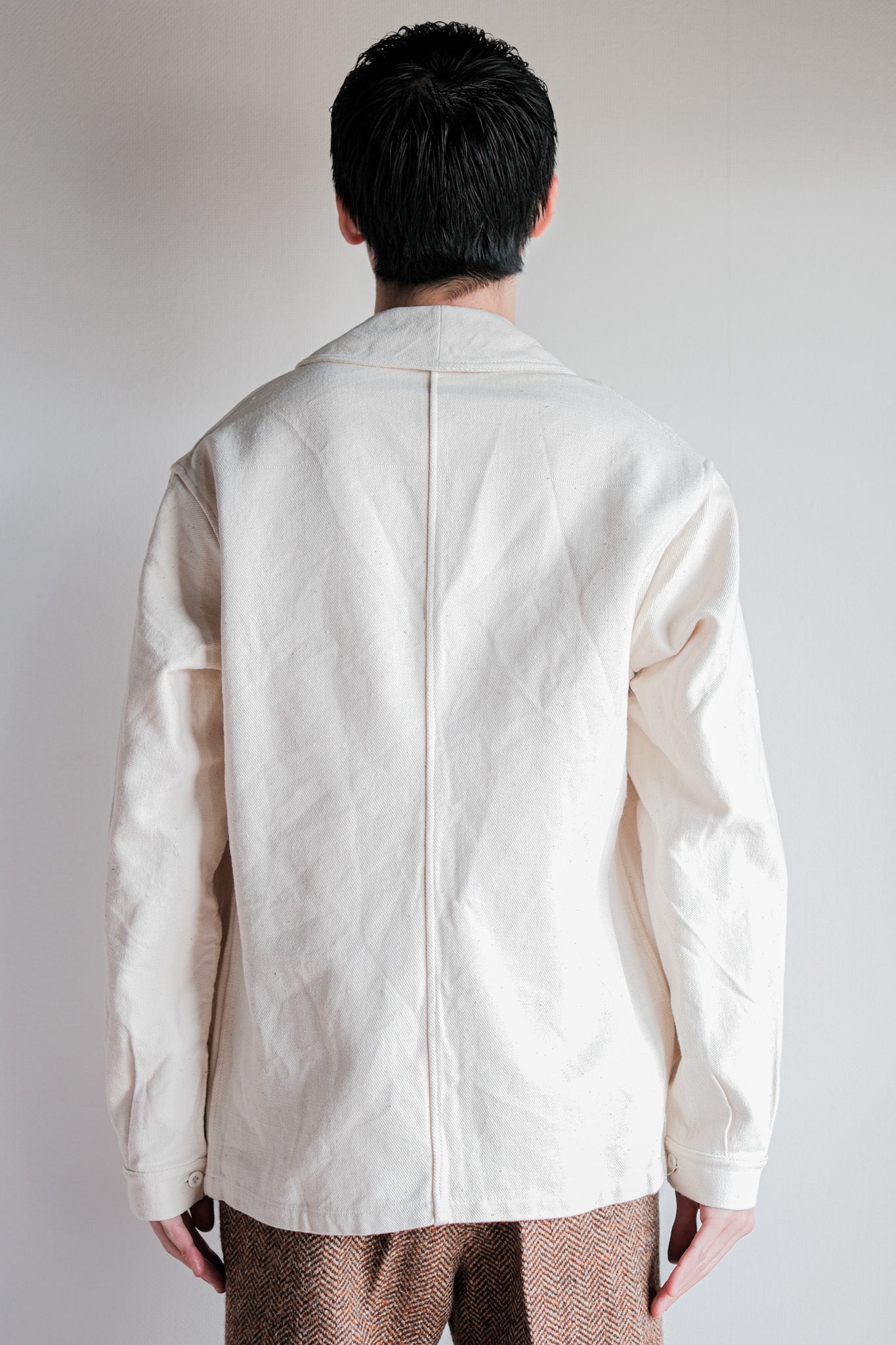 [~ 40's] French vintage Coton blanc sergé de travail de veste.50 "Stock mort"