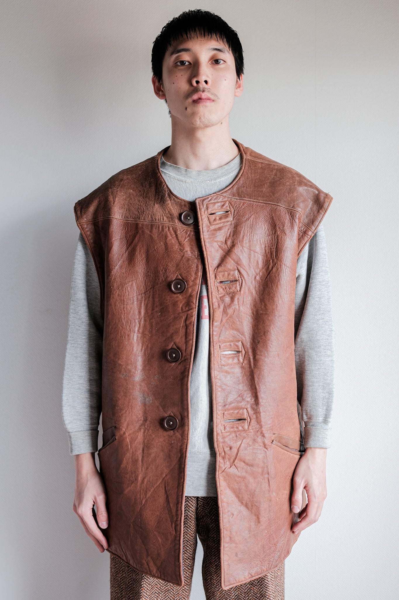 ［~40's］WWⅡ British Army Jerkin Leather Vest Size.2 "Modified"