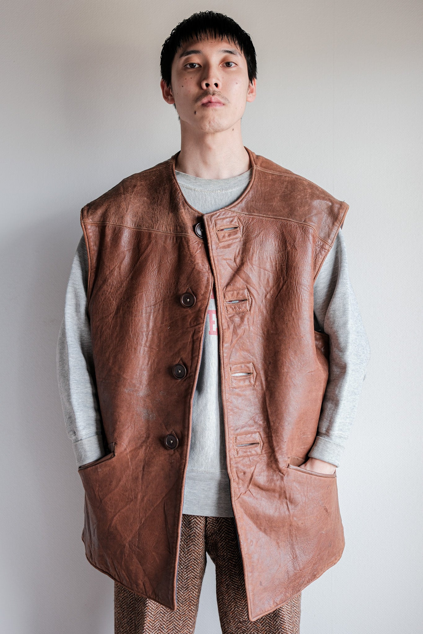 ［~40's］WWⅡ British Army Jerkin Leather Vest Size.2 "Modified"