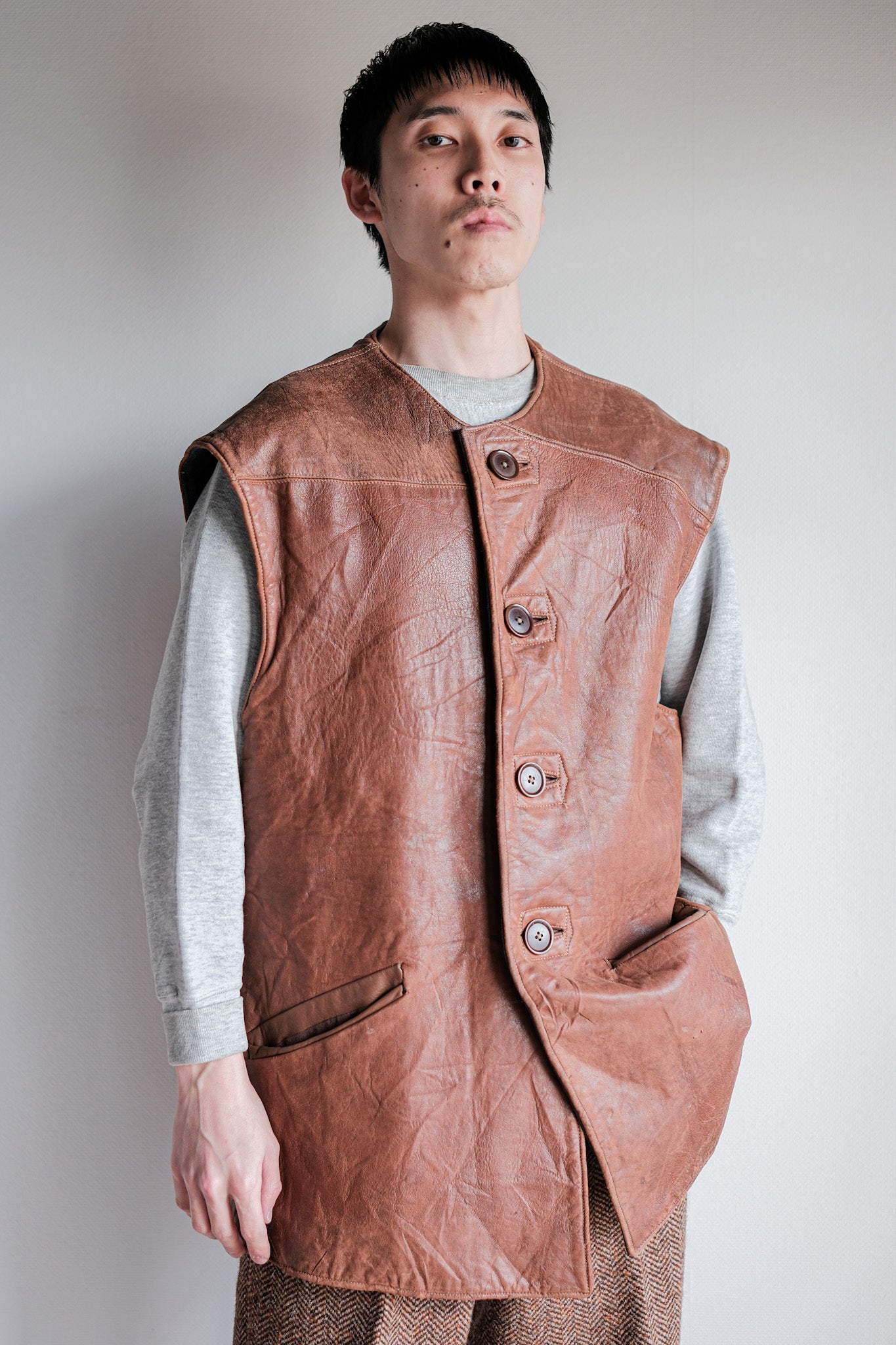 ［~40's］WWⅡ British Army Jerkin Leather Vest Size.2 "Modified"