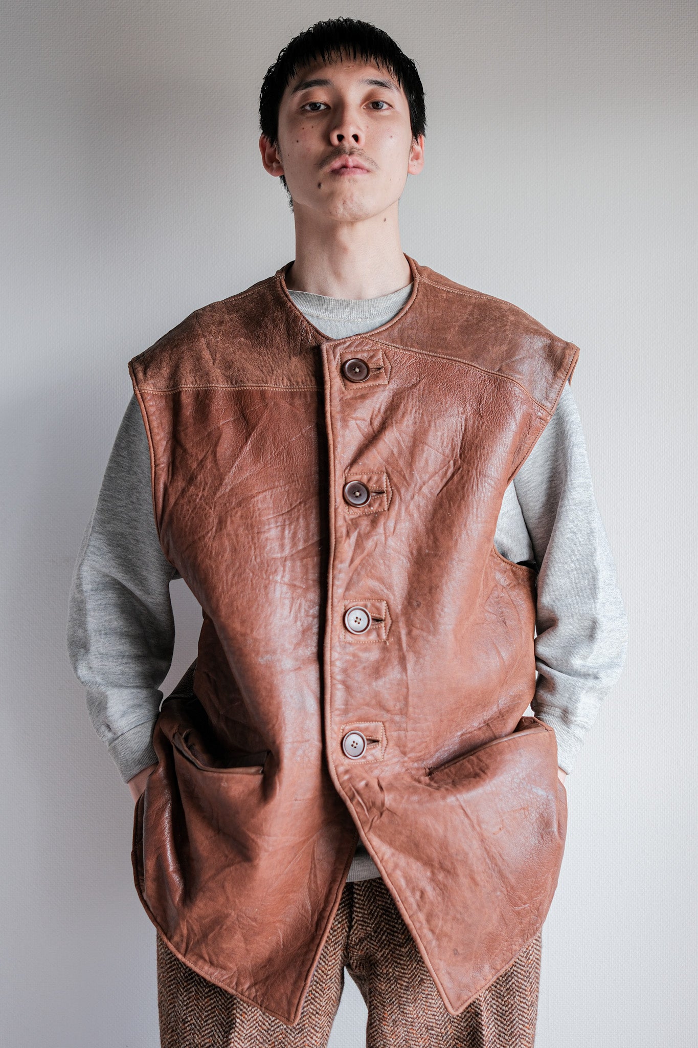 ［~40's］WWⅡ British Army Jerkin Leather Vest Size.2 "Modified"