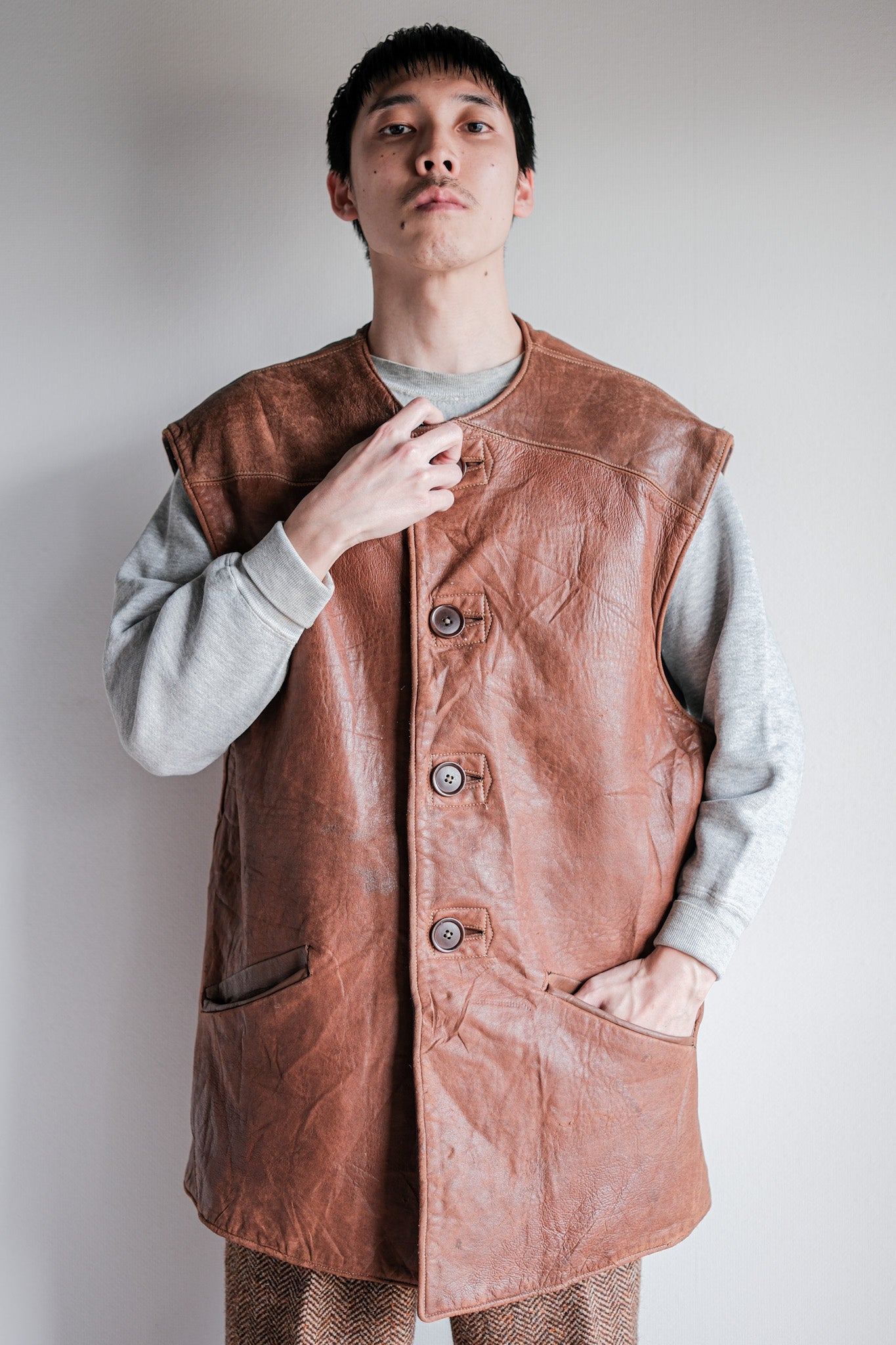 ［~40's］WWⅡ British Army Jerkin Leather Vest Size.2 "Modified"