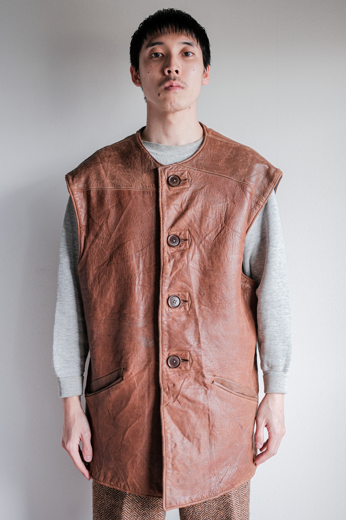［~40's］WWⅡ British Army Jerkin Leather Vest Size.2 "Modified"