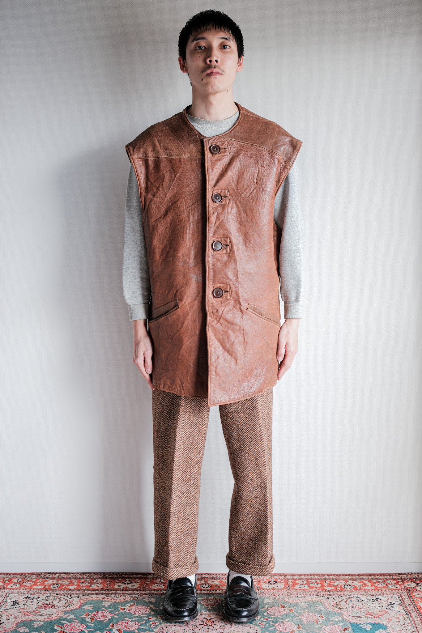 ［~40's］WWⅡ British Army Jerkin Leather Vest Size.2 "Modified"