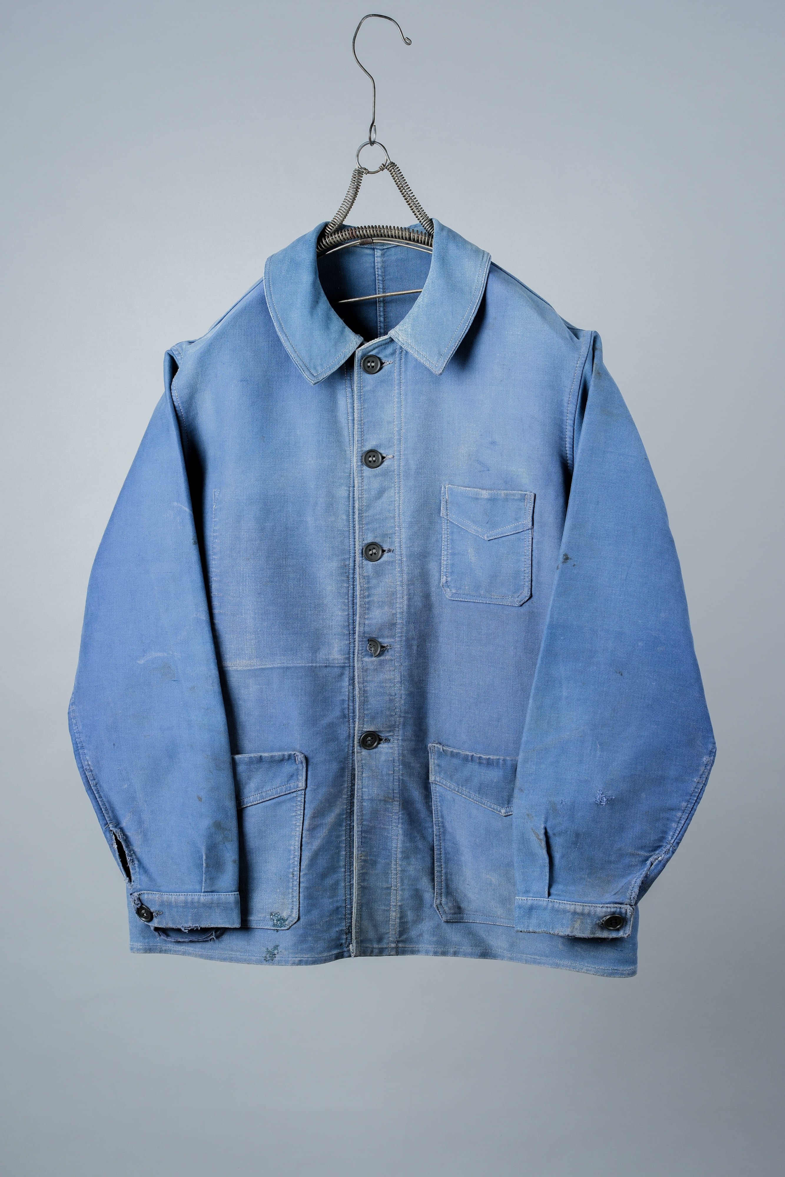 【~50’s】French Vintage Blue Moleskin Work Jacket "Le Mont St. Michel"