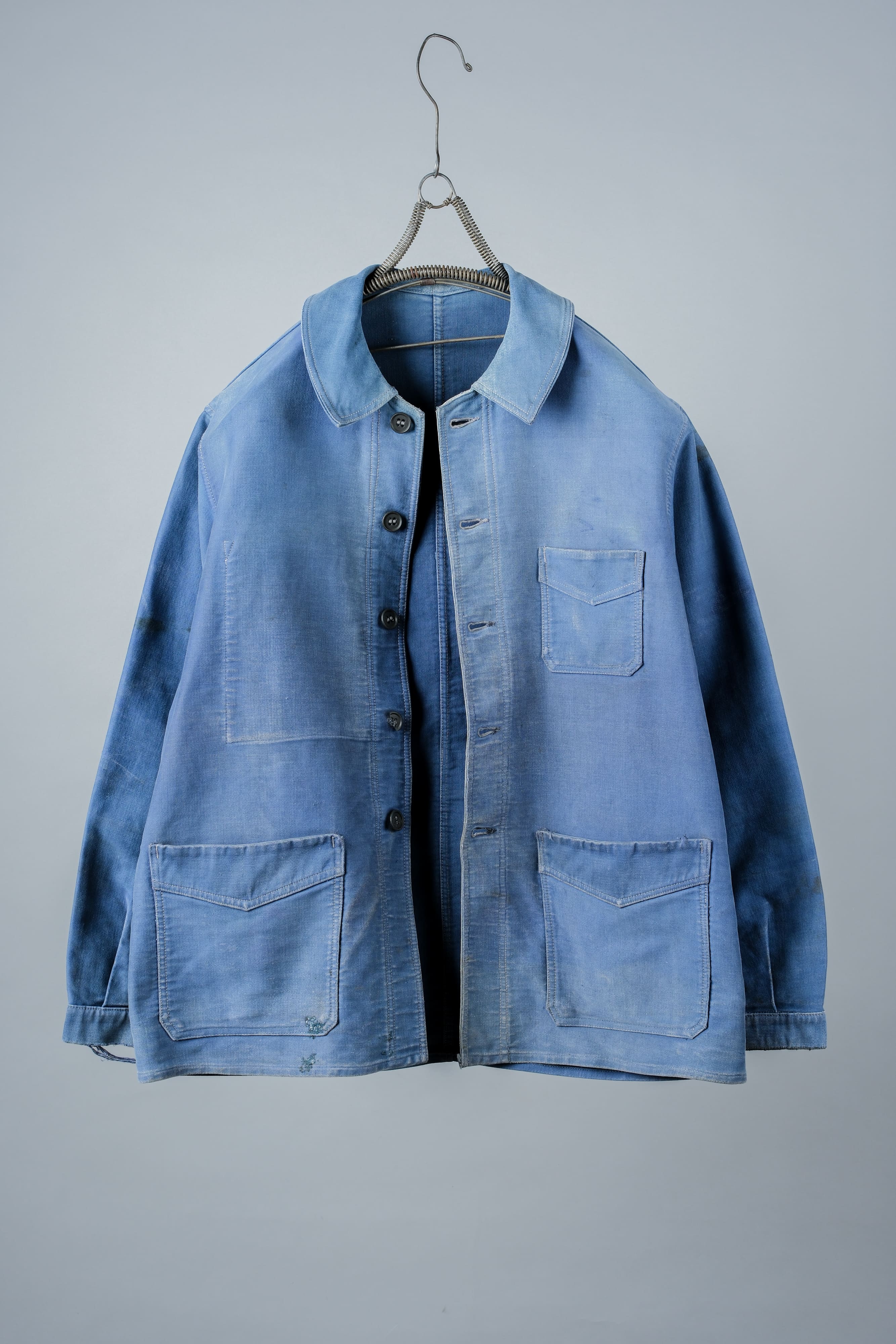 【~50’s】French Vintage Blue Moleskin Work Jacket "Le Mont St. Michel"