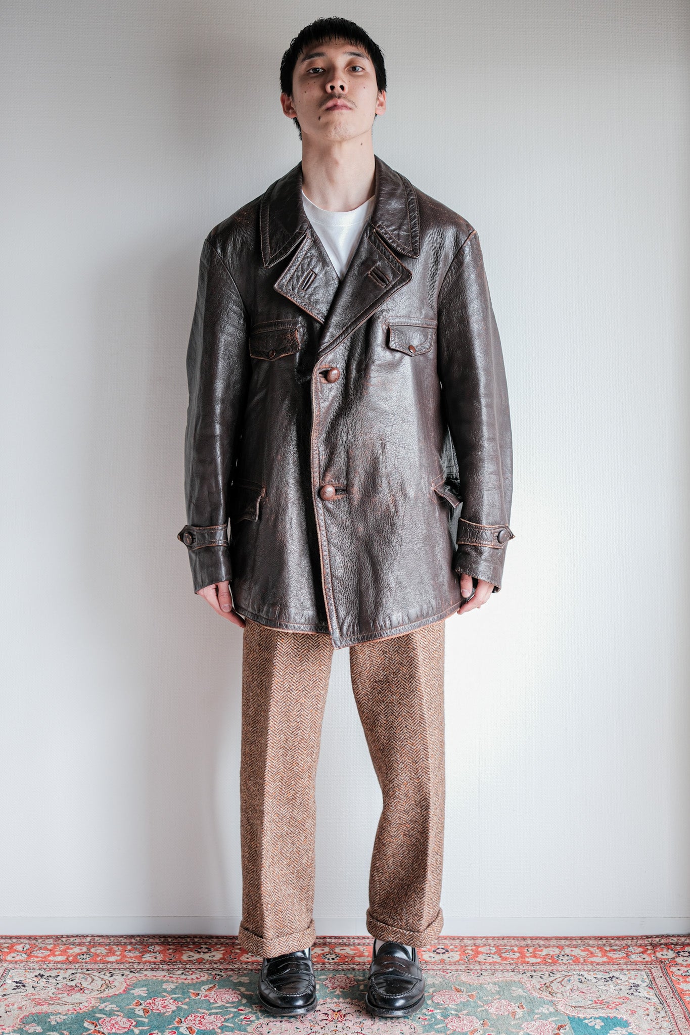 ［~40's］French Vintage Brown Leather Jacket