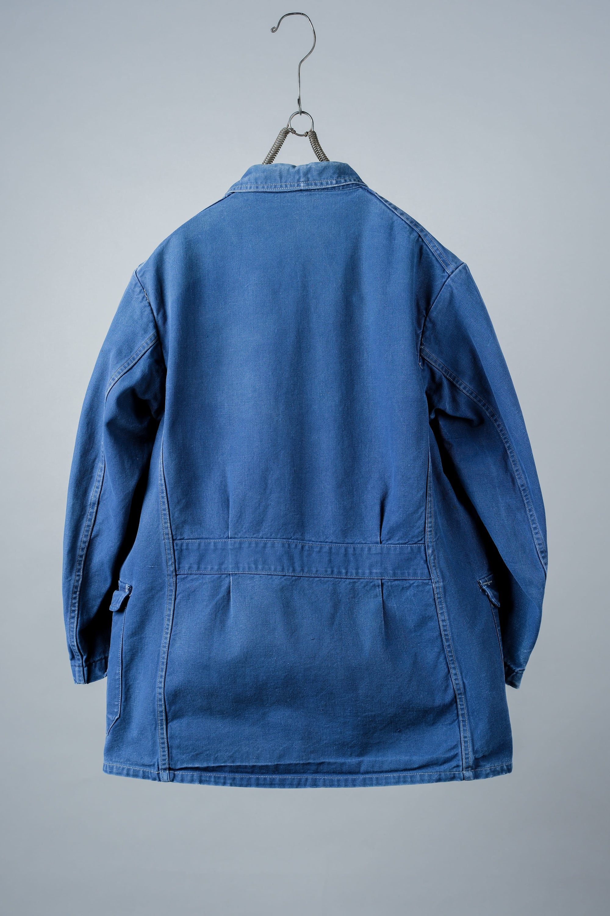 ［~40's］French Vintage Blue Cotton Twill 4 Pockets Lapel Work Jacket
