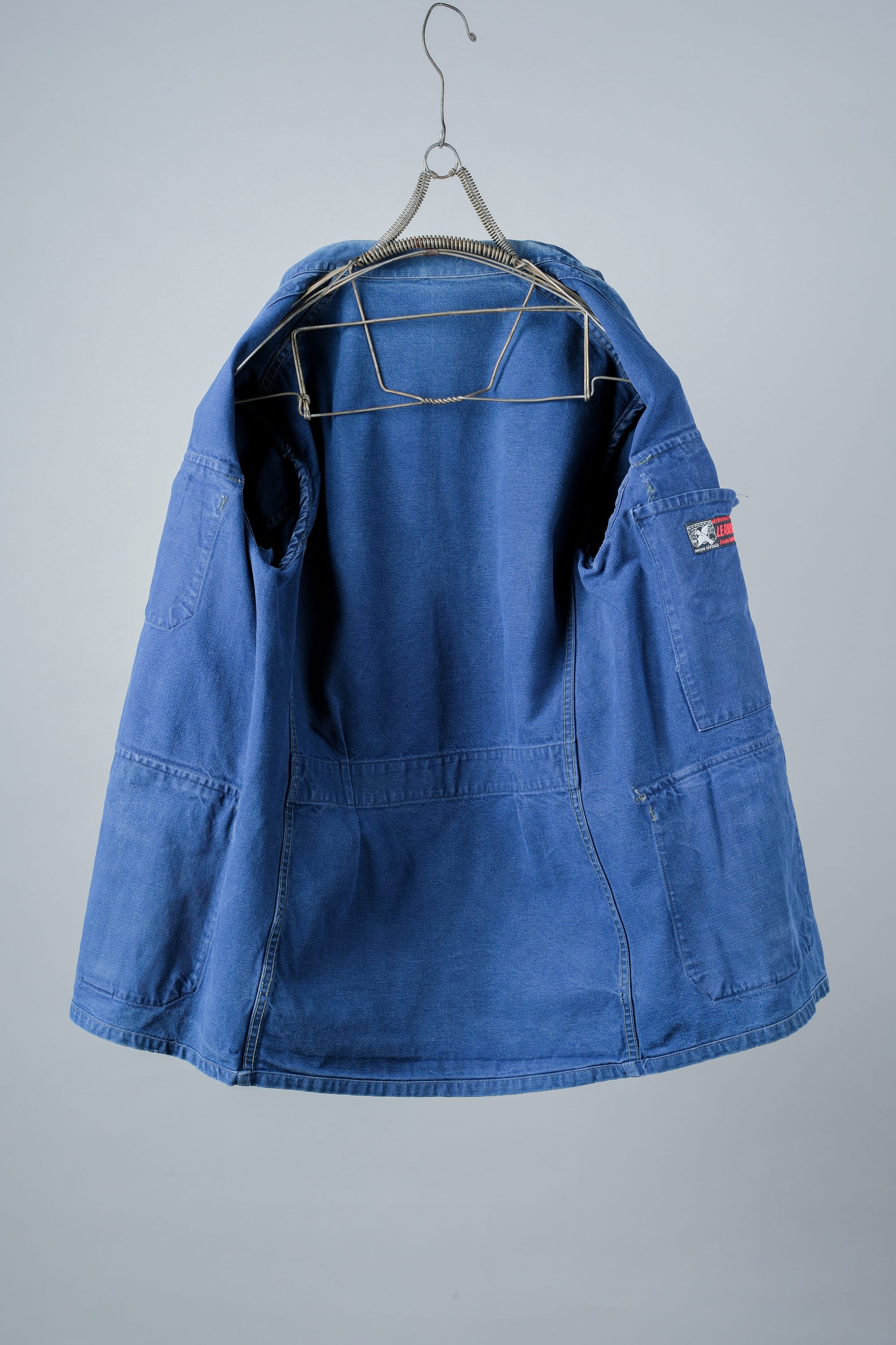 ［~40's］French Vintage Blue Cotton Twill 4 Pockets Lapel Work Jacket