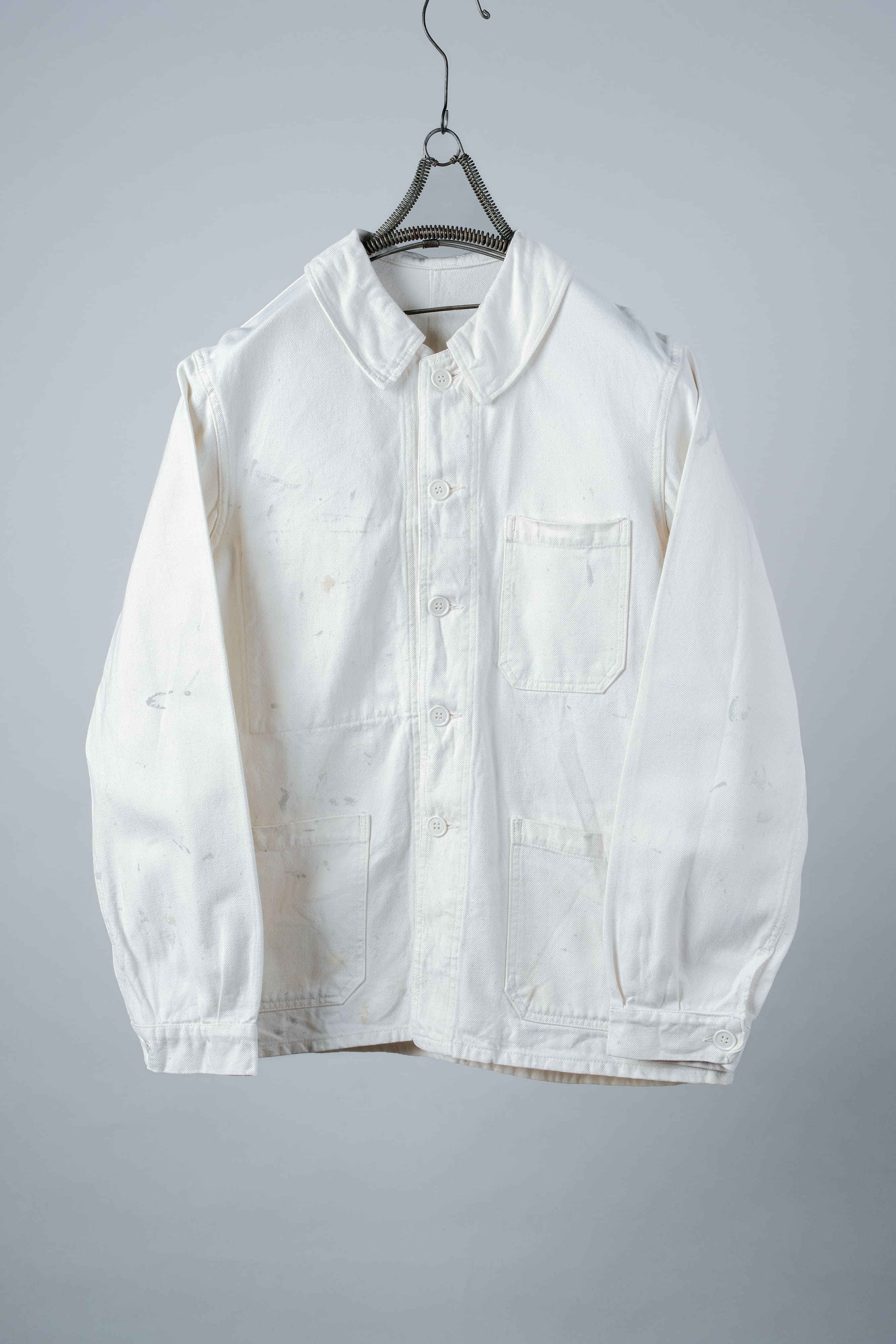 [~ 60's] French Vintage White Cotton Twill Work Jacket