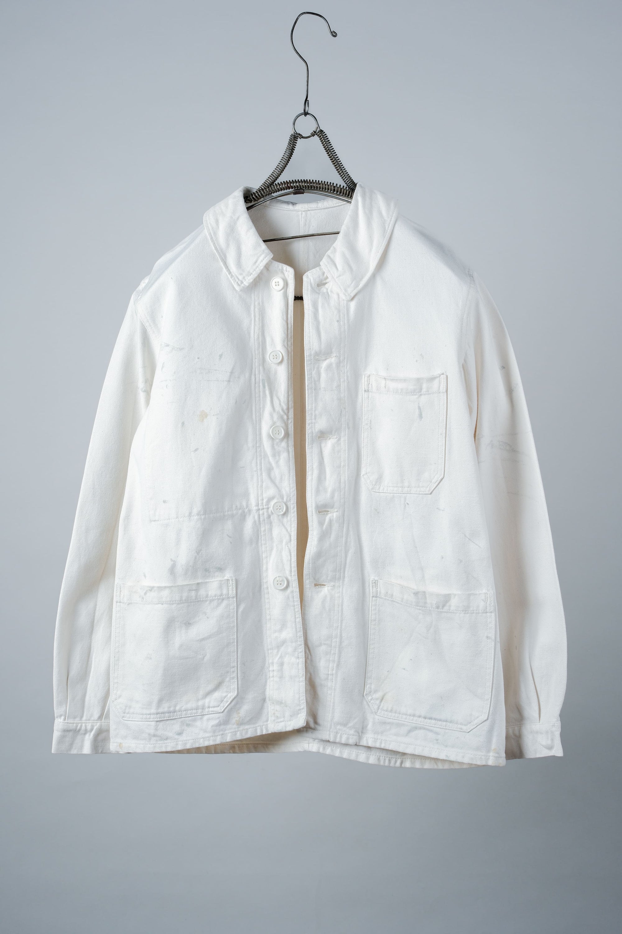 ［~60's］French Vintage White Cotton Twill Work Jacket