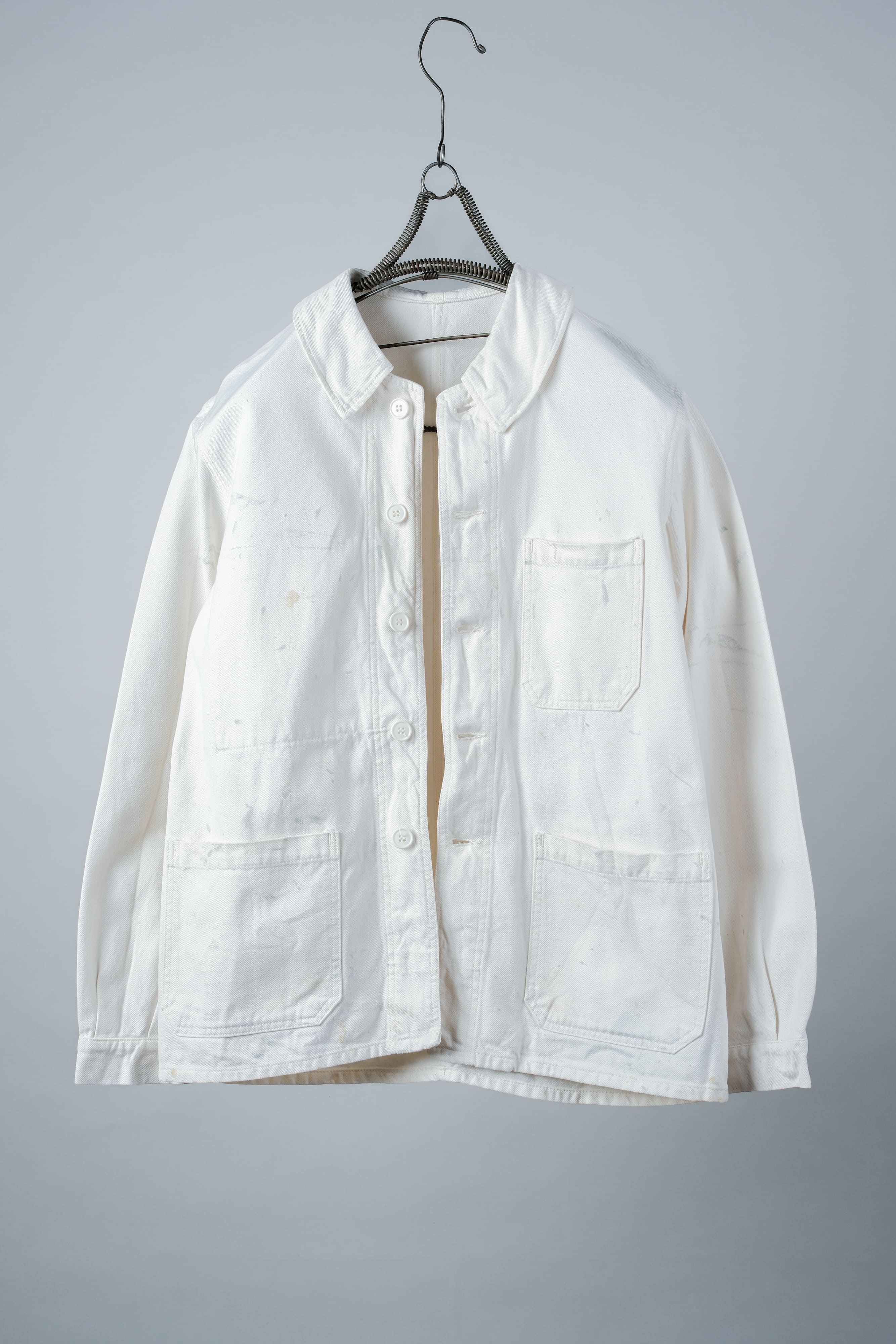 [~ 60's] French Vintage White Cotton Twill Work Jacket