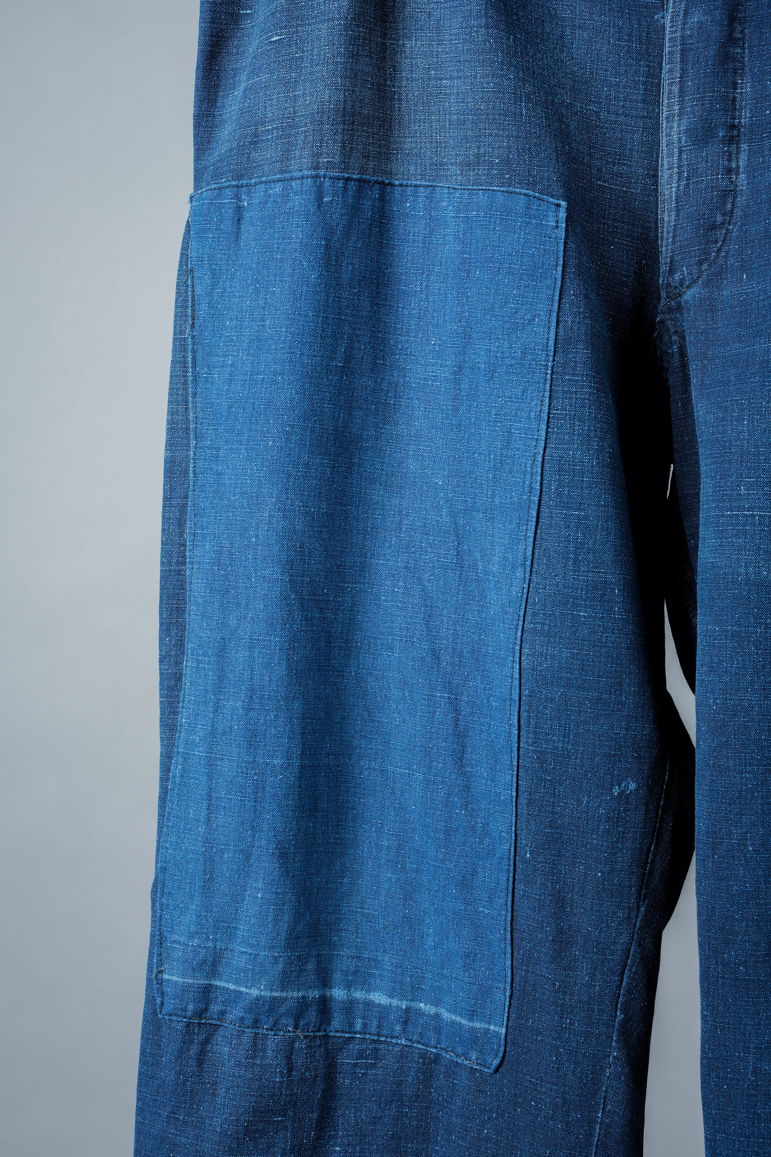 【~40's】French Vintage Indigo Linen Work Pants "Patchwork"