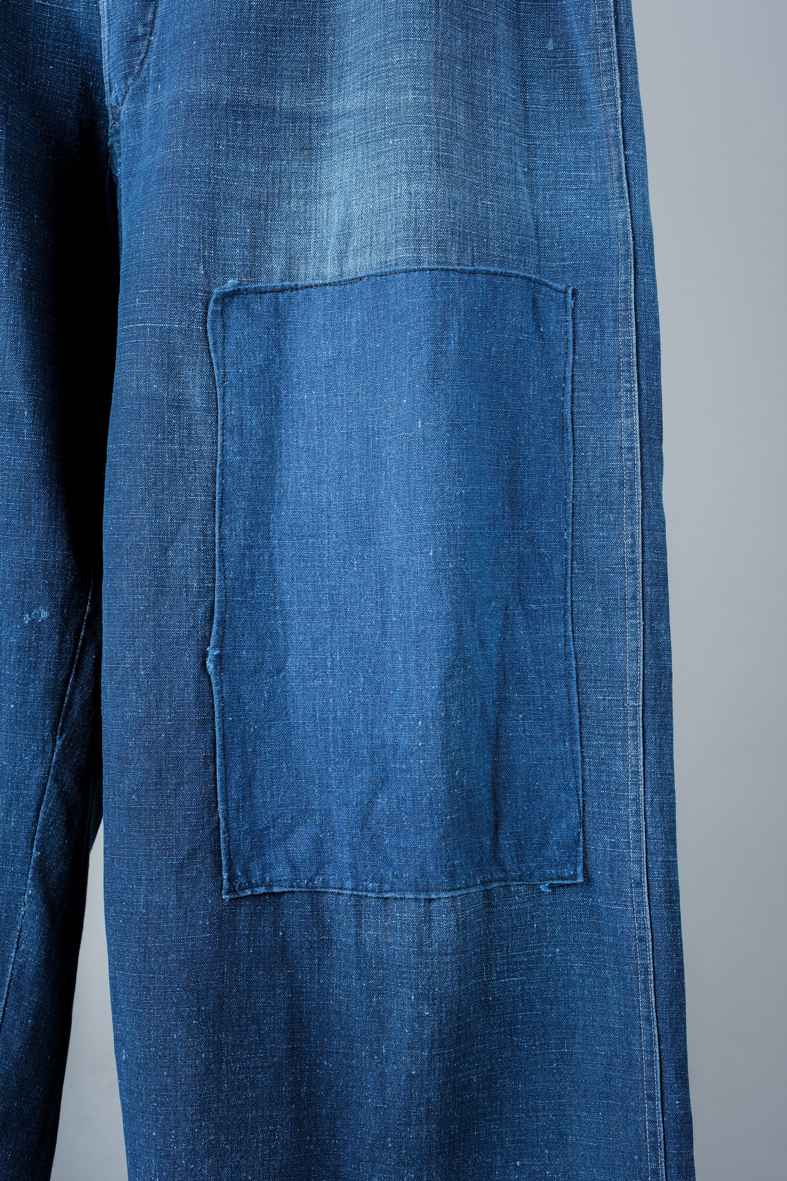 【~40's】French Vintage Indigo Linen Work Pants "Patchwork"