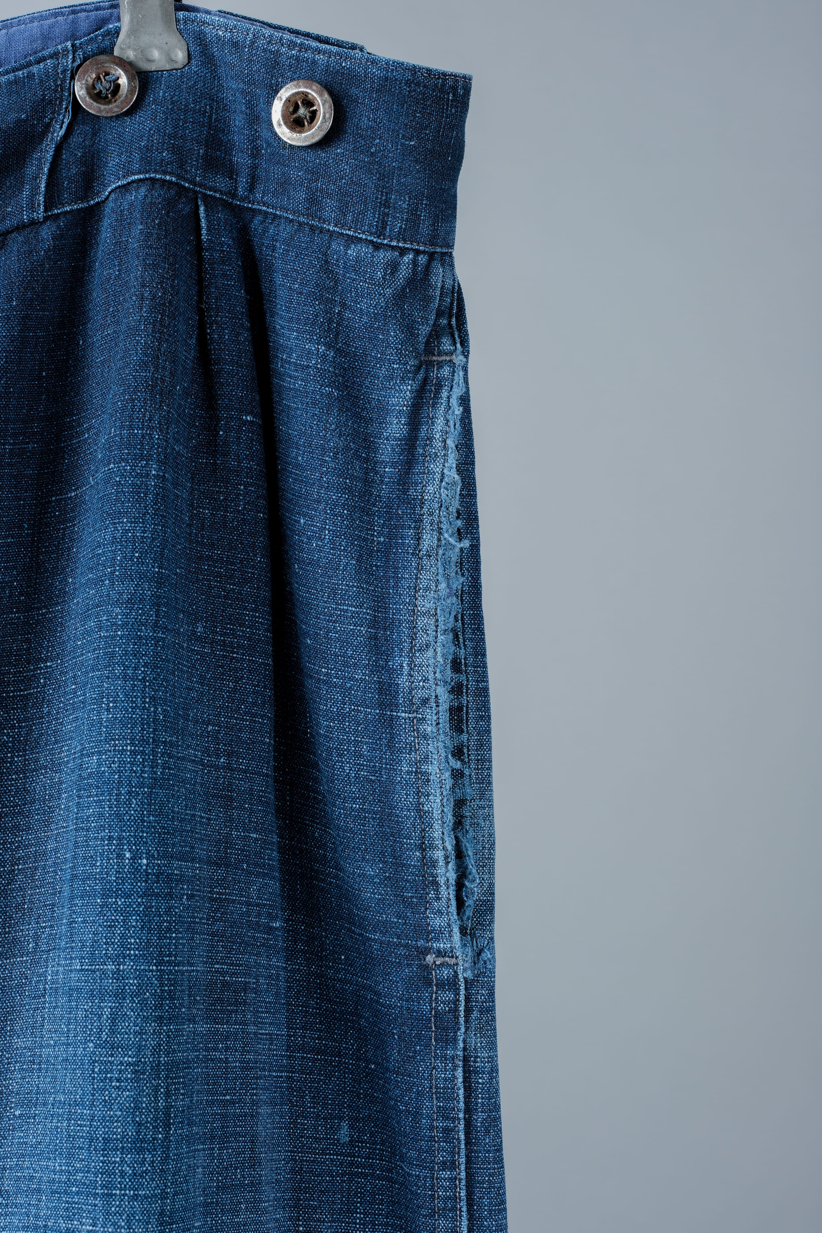 【~40's】French Vintage Indigo Linen Work Pants "Patchwork"