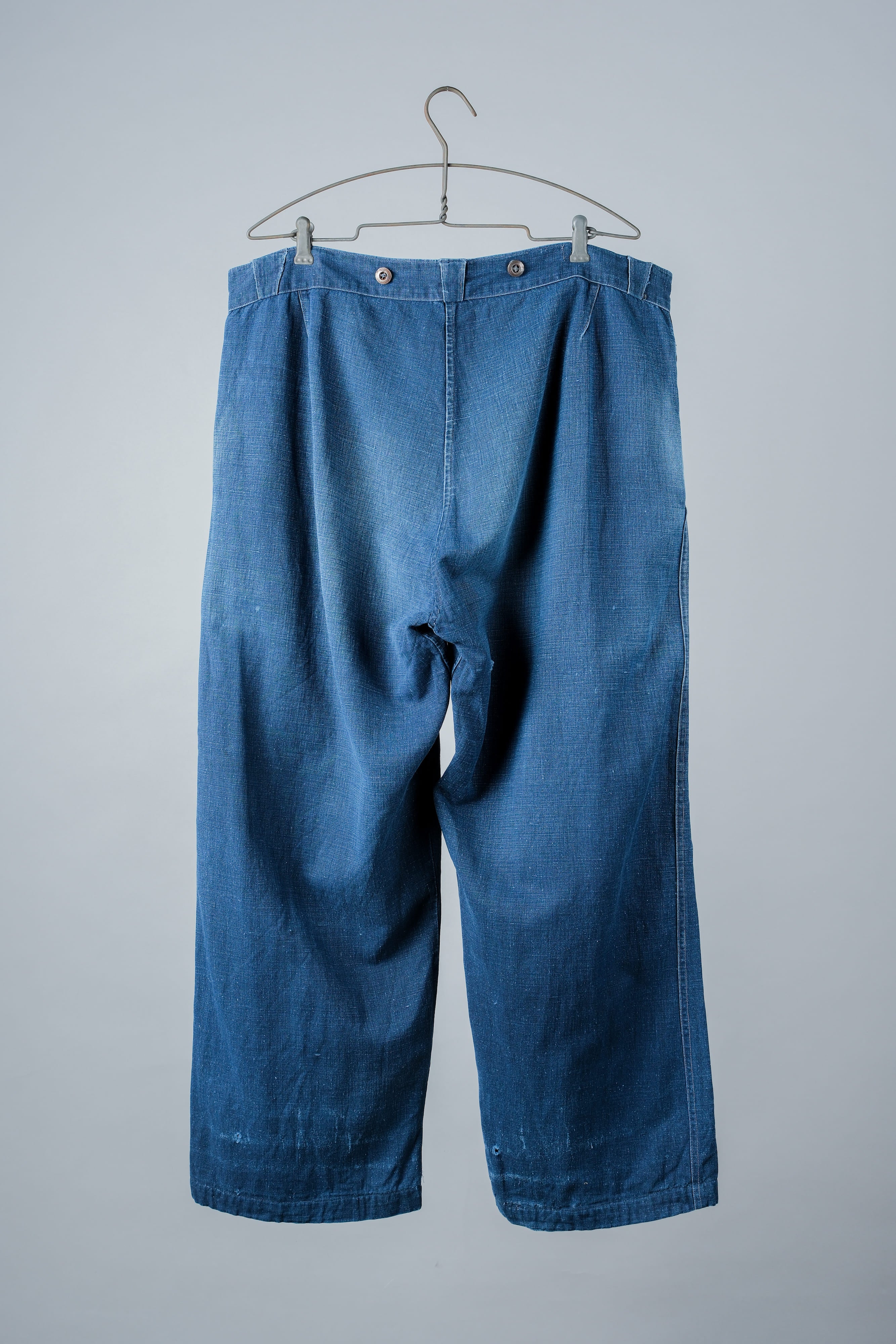 【~40's】French Vintage Indigo Linen Work Pants "Patchwork"