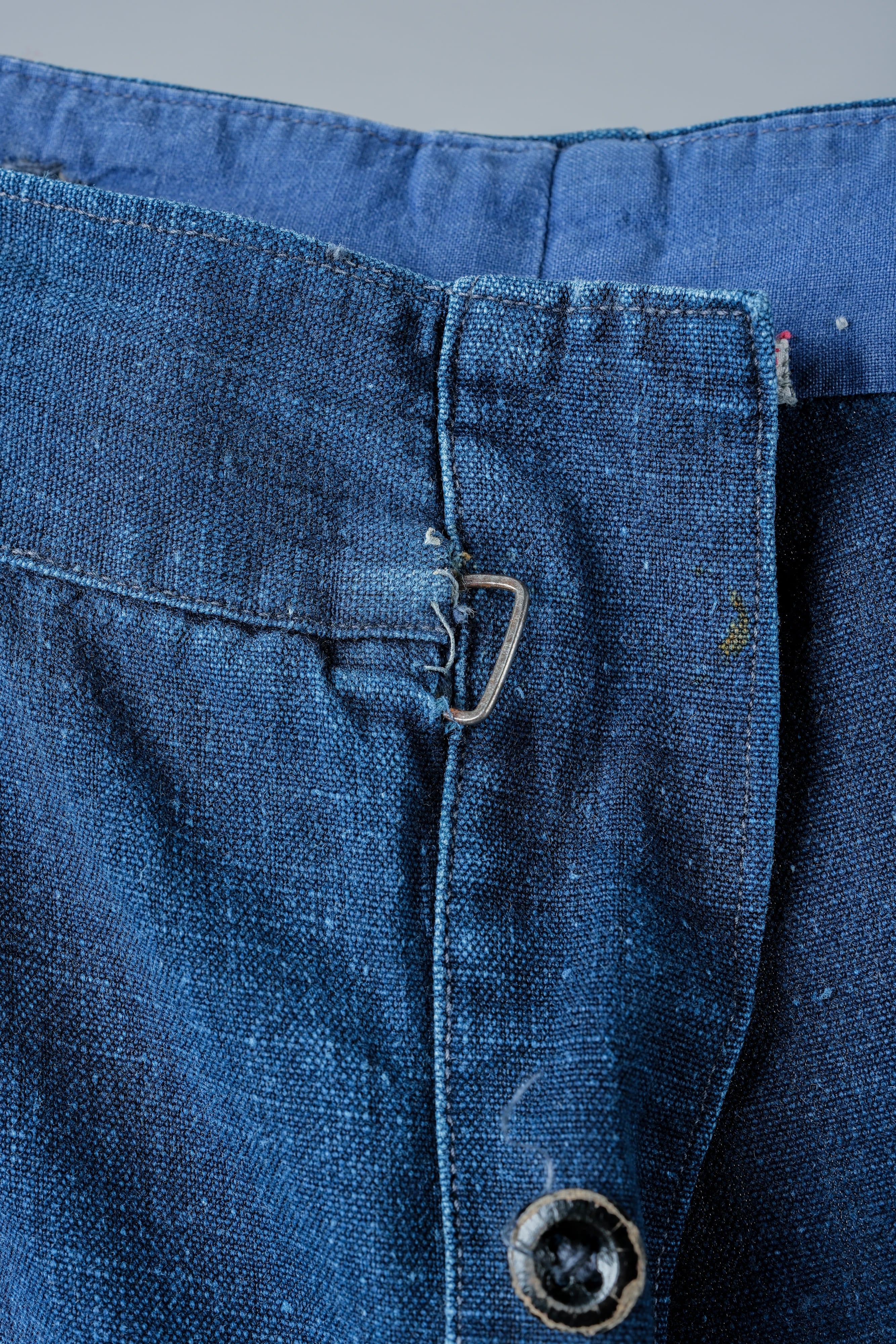 【~40's】French Vintage Indigo Linen Work Pants "Patchwork"