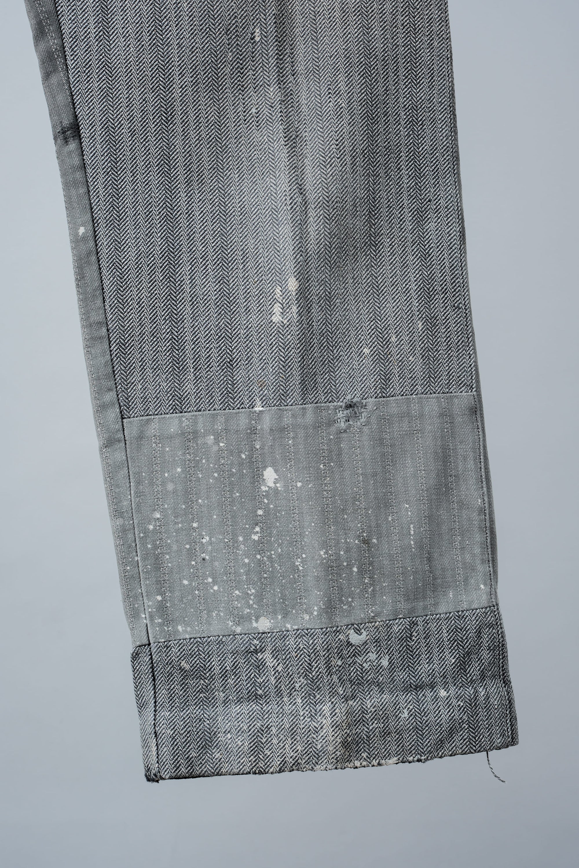 【~40’s】French Vintage Cotton Striped Work Pants "Patchwork" "Le Mont St. Michel"