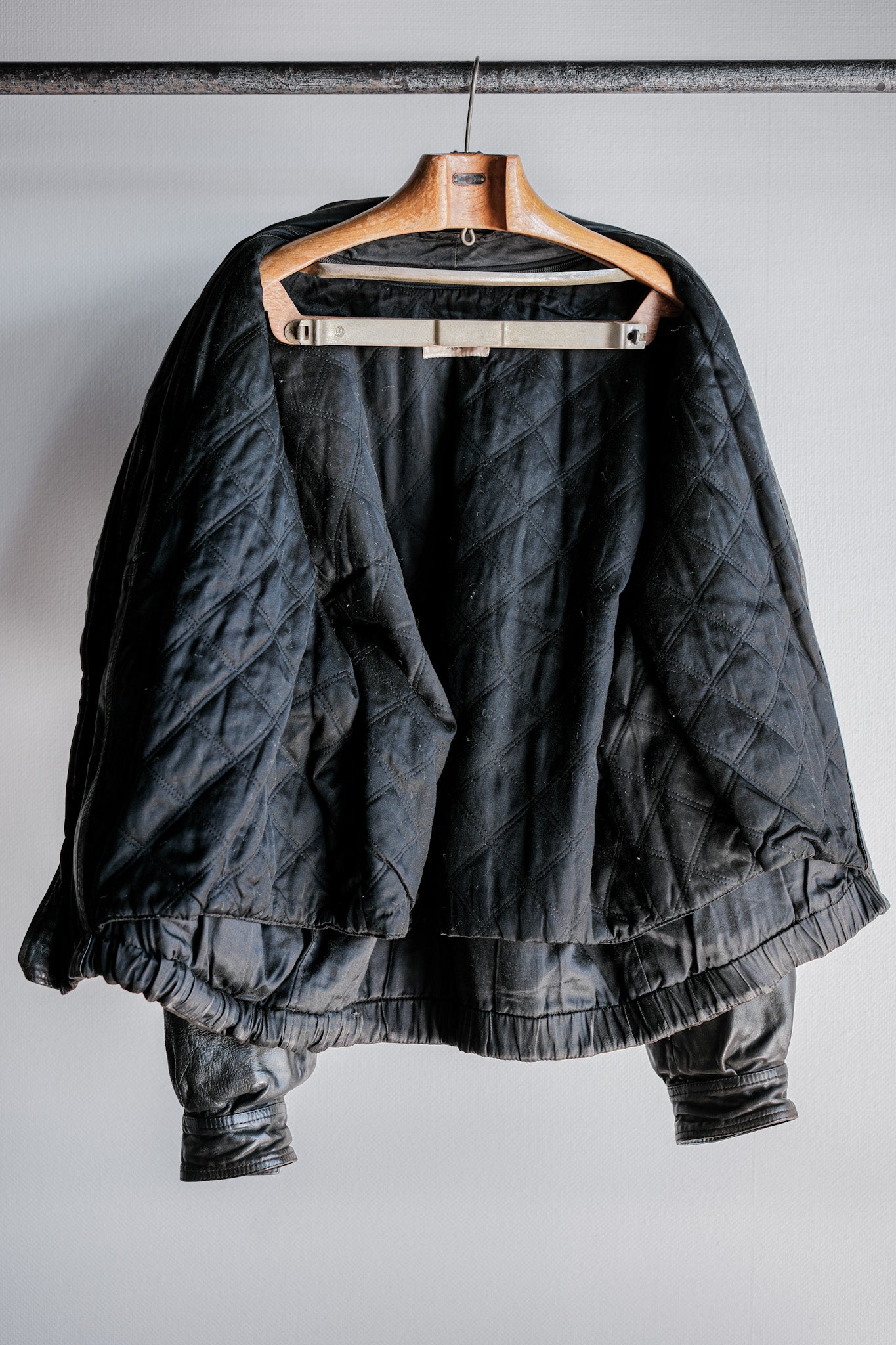 ［~90's］Old Renoma Paris Black Leather Detachable Sleeve Multi Pocket Jacket With Liner Size.XXL